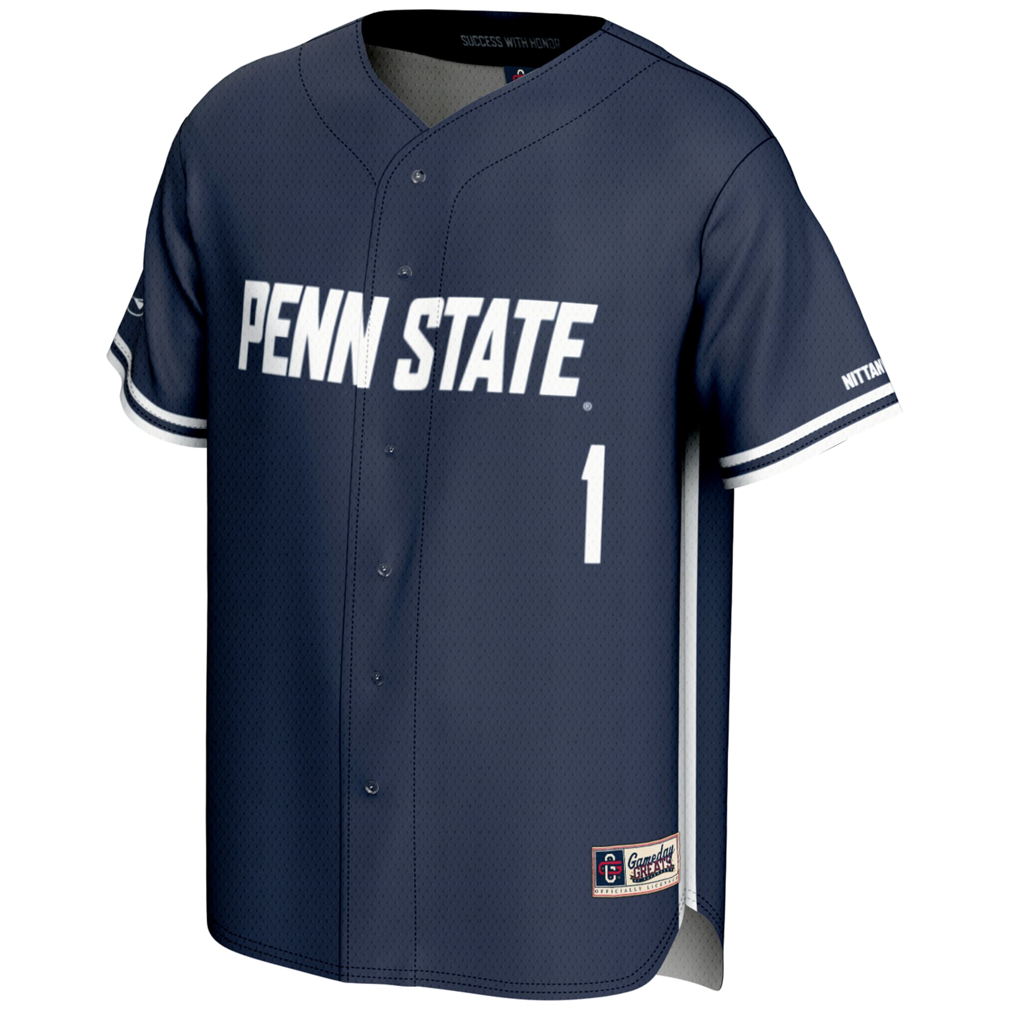 #1 Penn State Nittany Lions Lightweight Baseball Fashion Jersey Navy - front view
