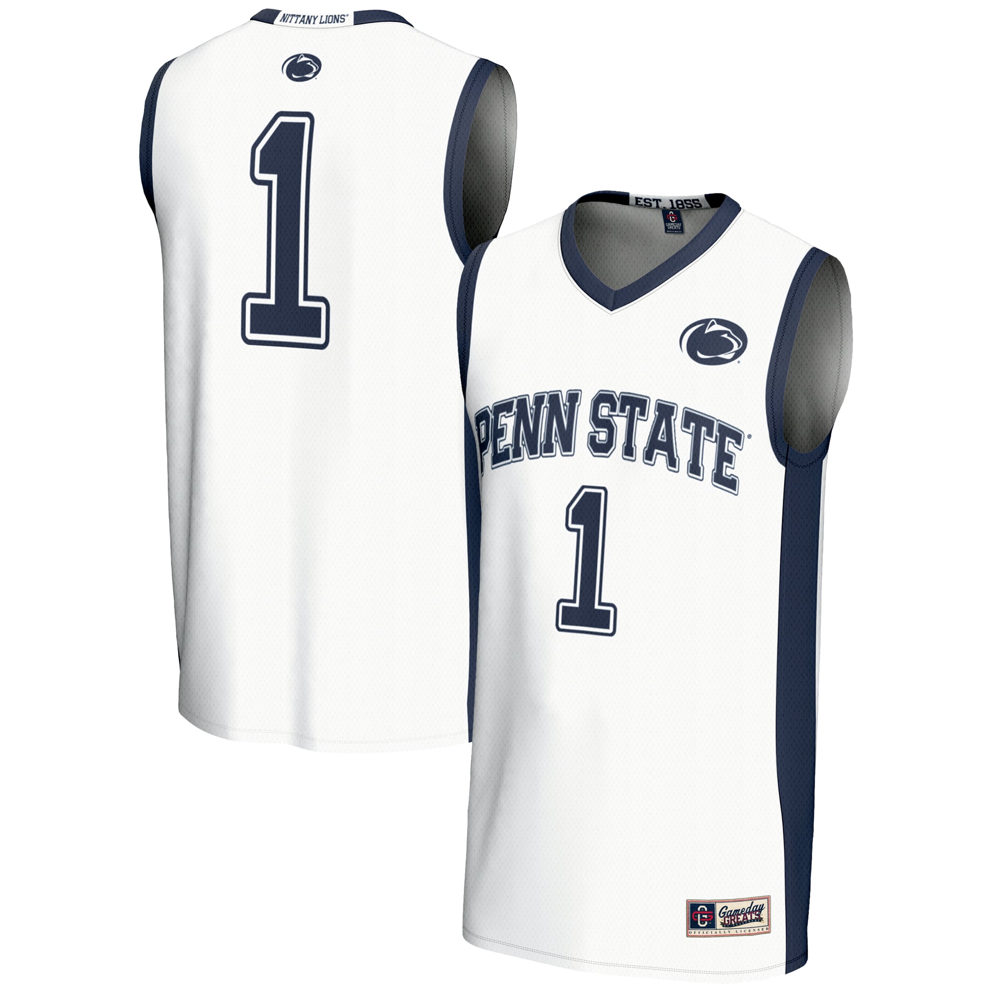 #1 Penn State Nittany Lions Lightweight Basketball Jersey White - front and back view