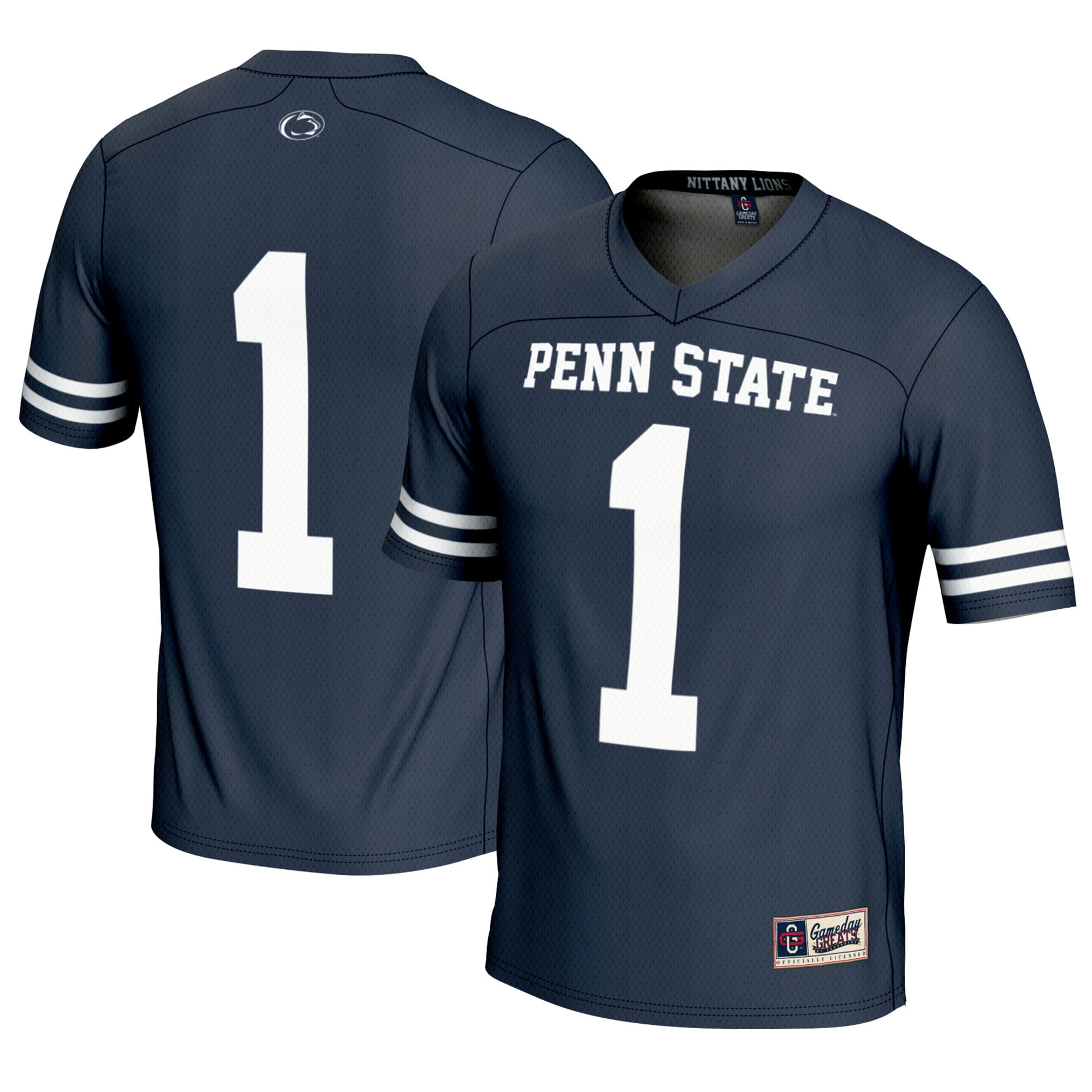 #1 Penn State Nittany Lions Lightweight Lacrosse Jersey Navy - front and back view