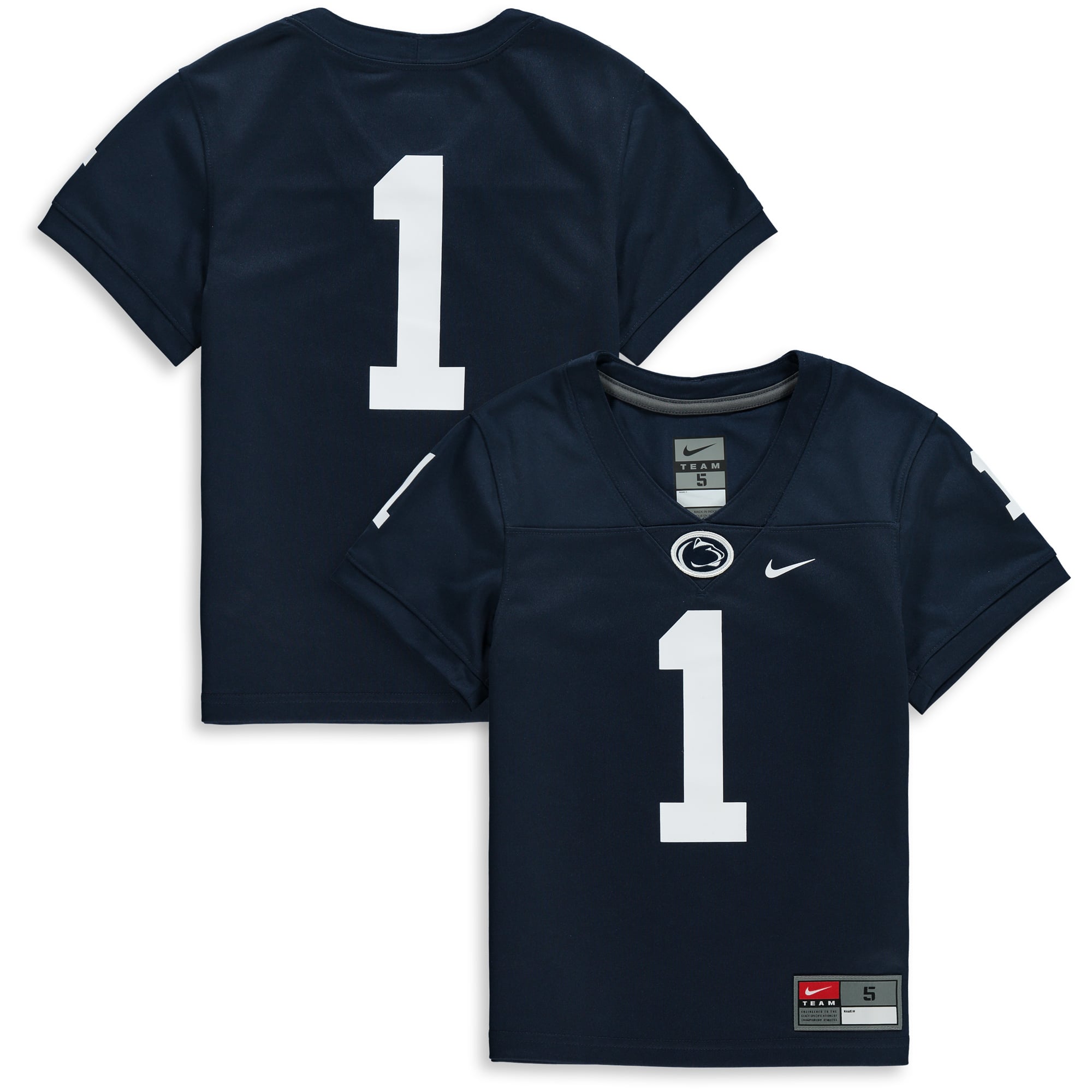 #1 Penn State Nittany Lions Preschool Team Football Jersey Navy - front and back view