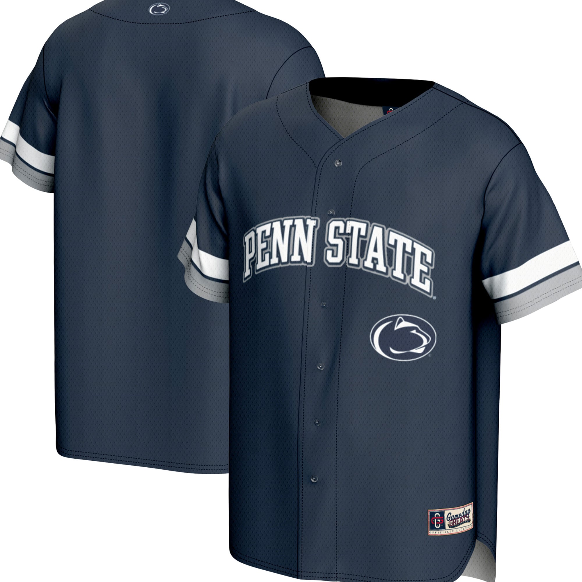 Penn State Nittany Lions Spirit Baseball Jersey Navy - front and back view