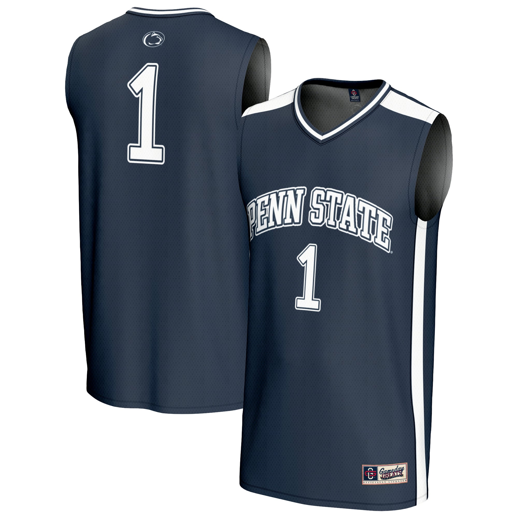 #1 Penn State Nittany Lions Unisex Lightweight Basketball Jersey Navy - front and back view