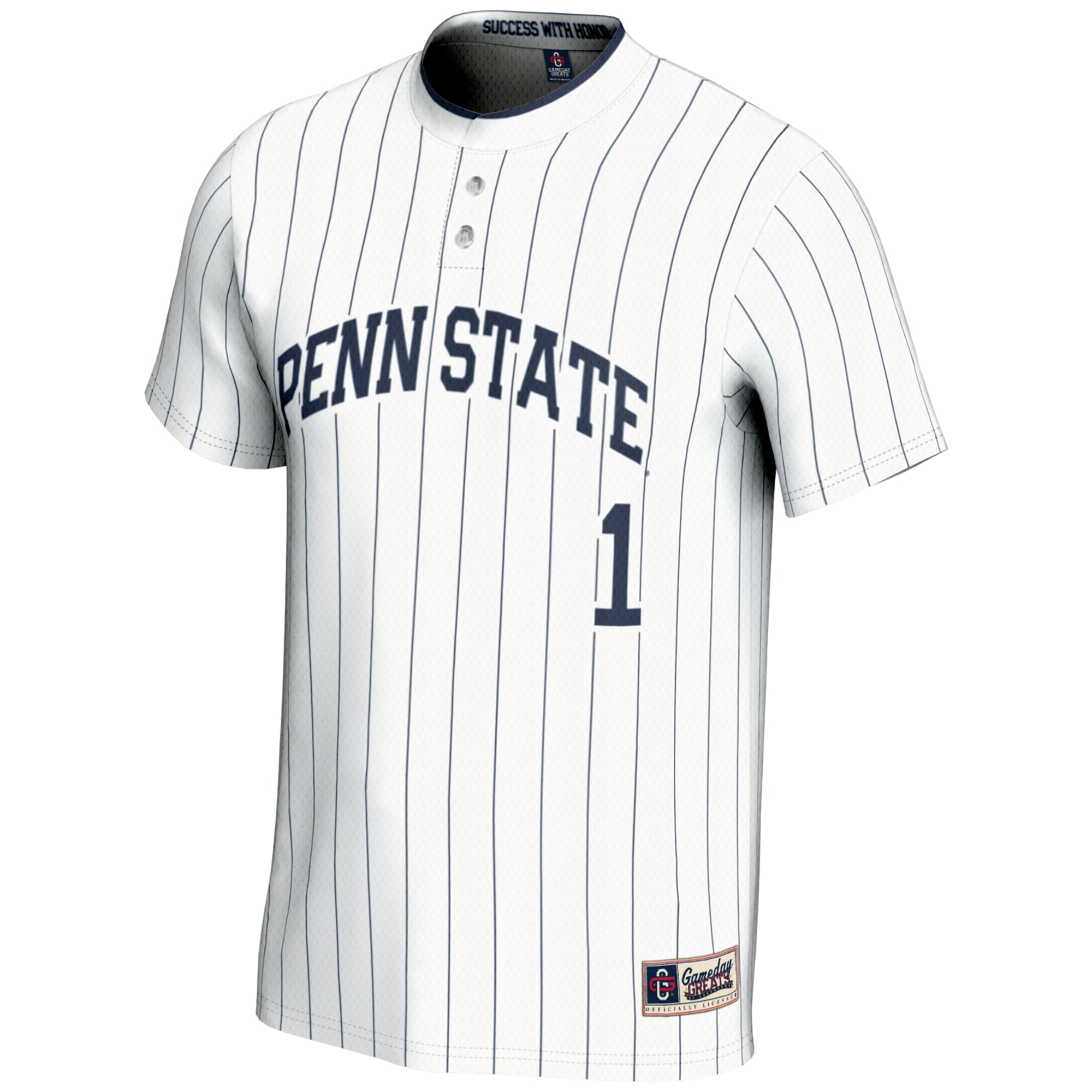 #1 Penn State Nittany Lions Unisex Lightweight Softball Jersey White - front view