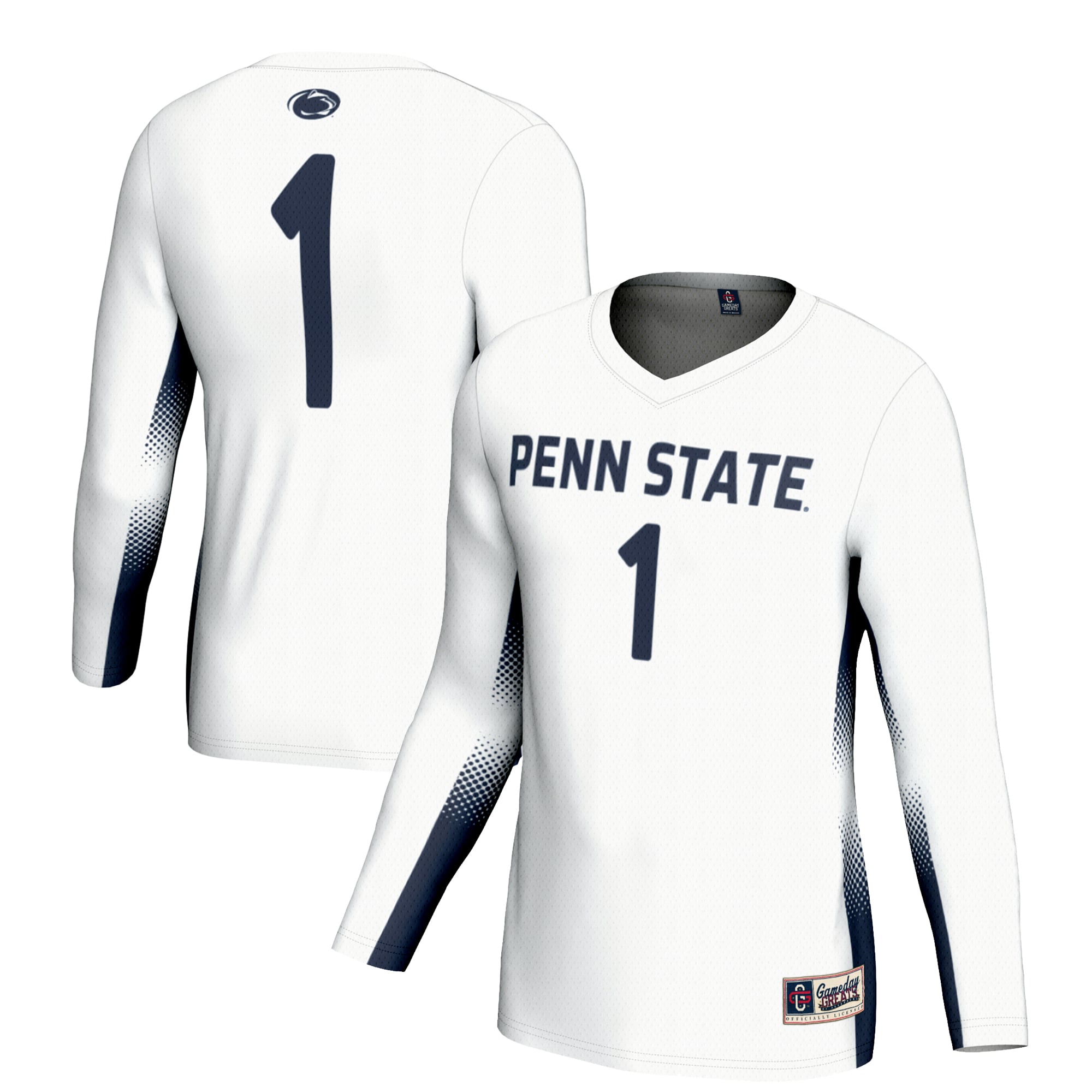 #1 Penn State Nittany Lions Unisex Lightweight Volleyball Jersey White - front and back view