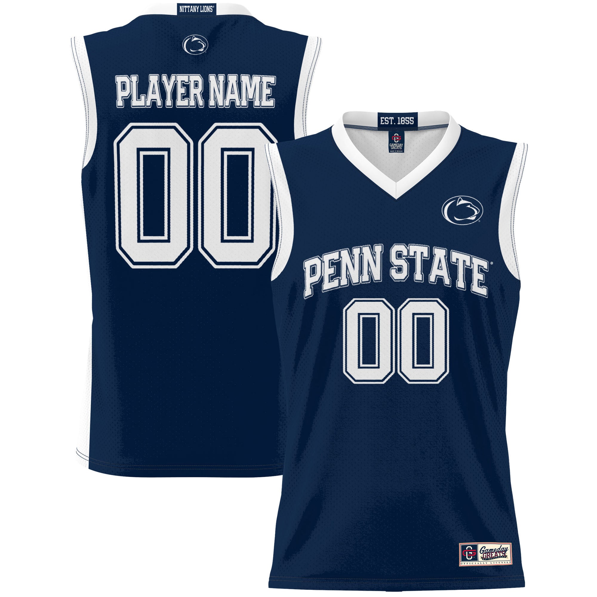 Penn State Nittany Lions Youth Lightweight Women's Basketball Jersey Navy - front and back view