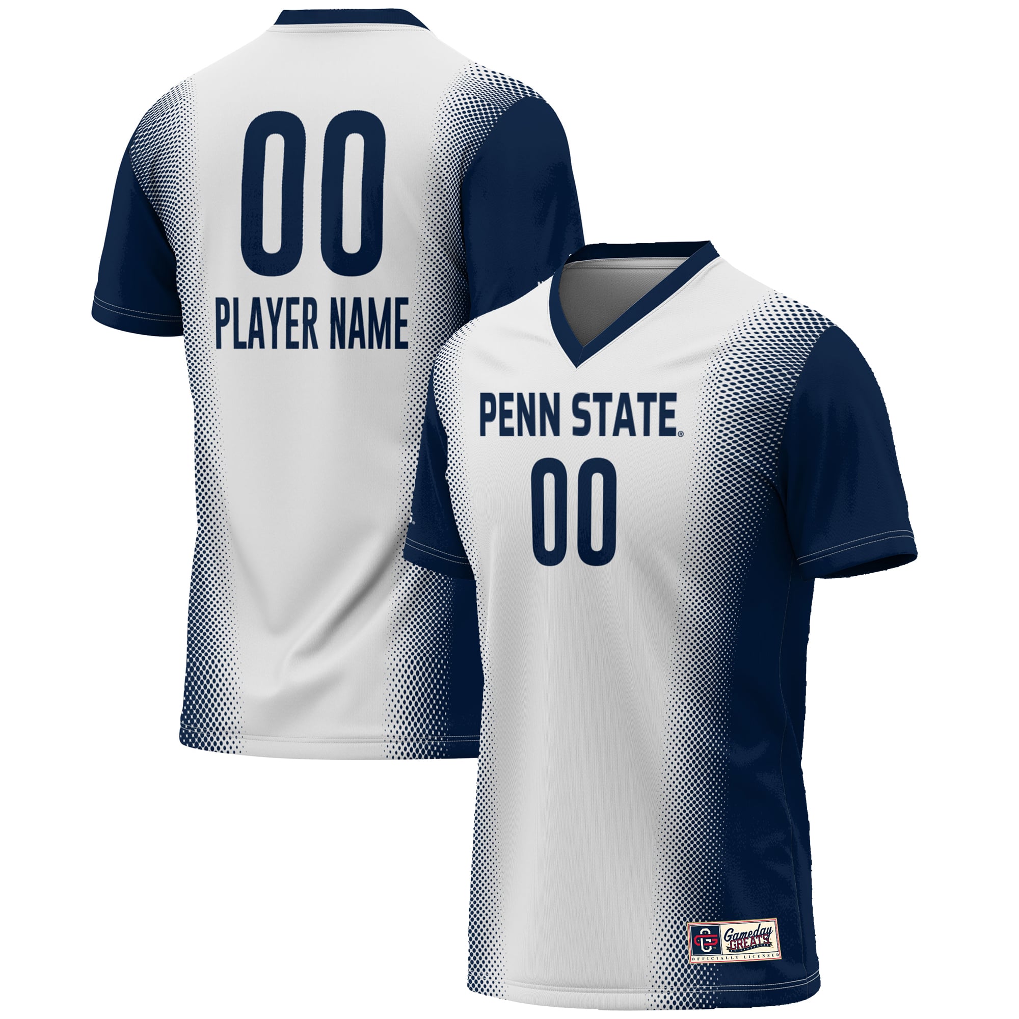 Penn State Nittany Lions Youth Lightweight Women's Soccer Jersey White - front and back view