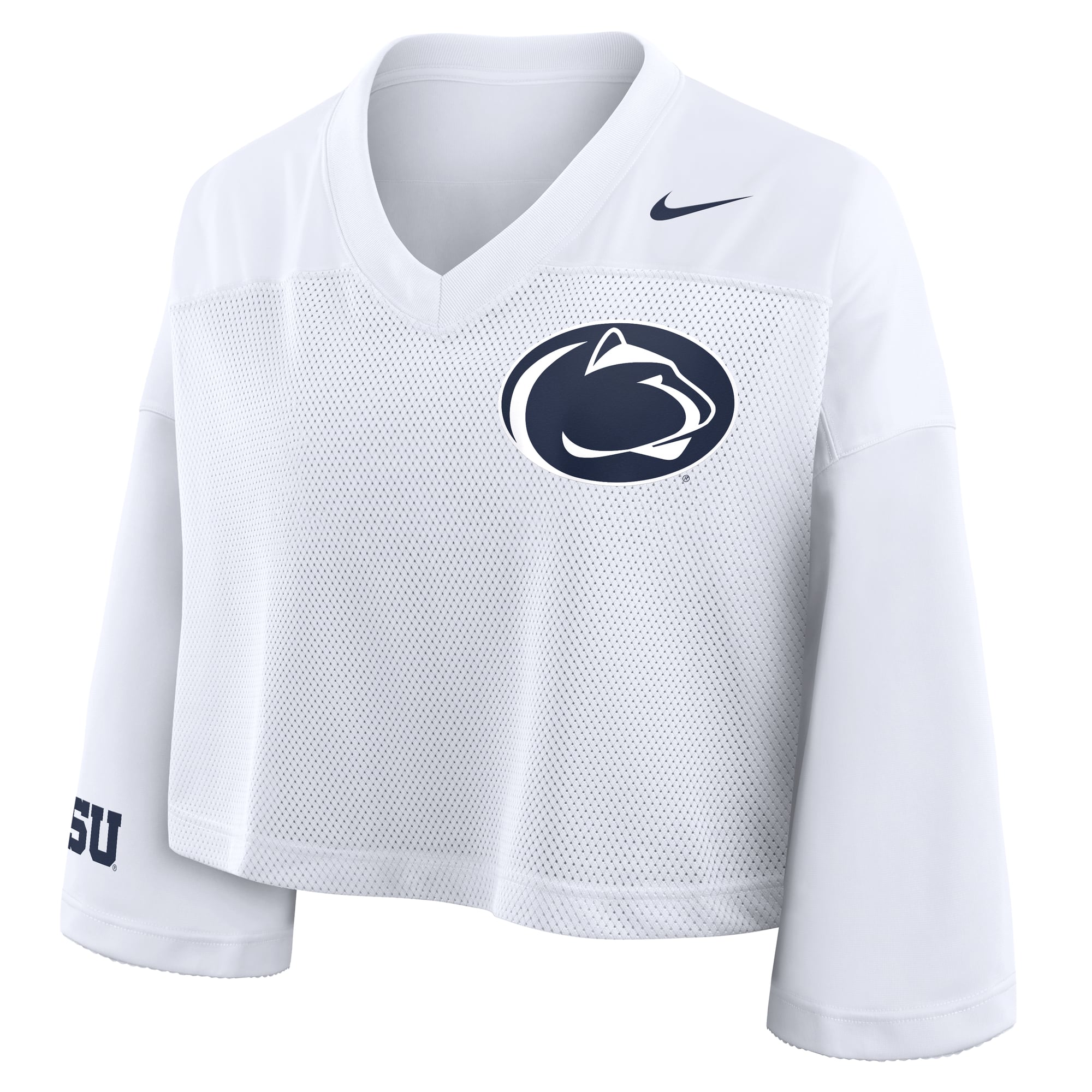 Penn State Nittany Lions Women's Cropped Mesh Fashion Jersey White - front view