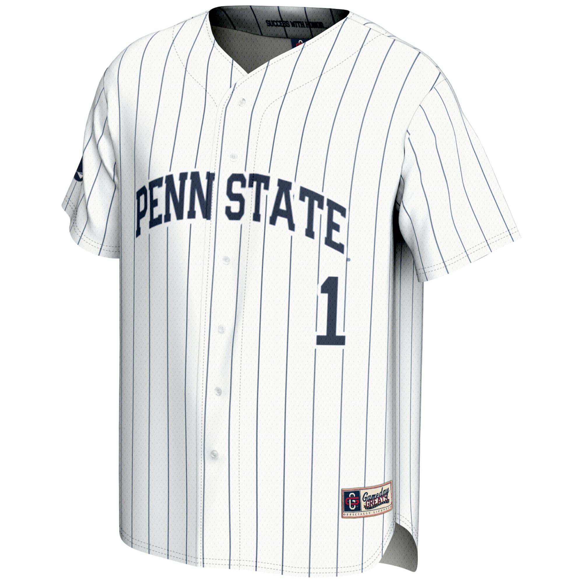 #1 Penn State Nittany Lions Youth Lightweight Baseball Fashion Jersey White - front view