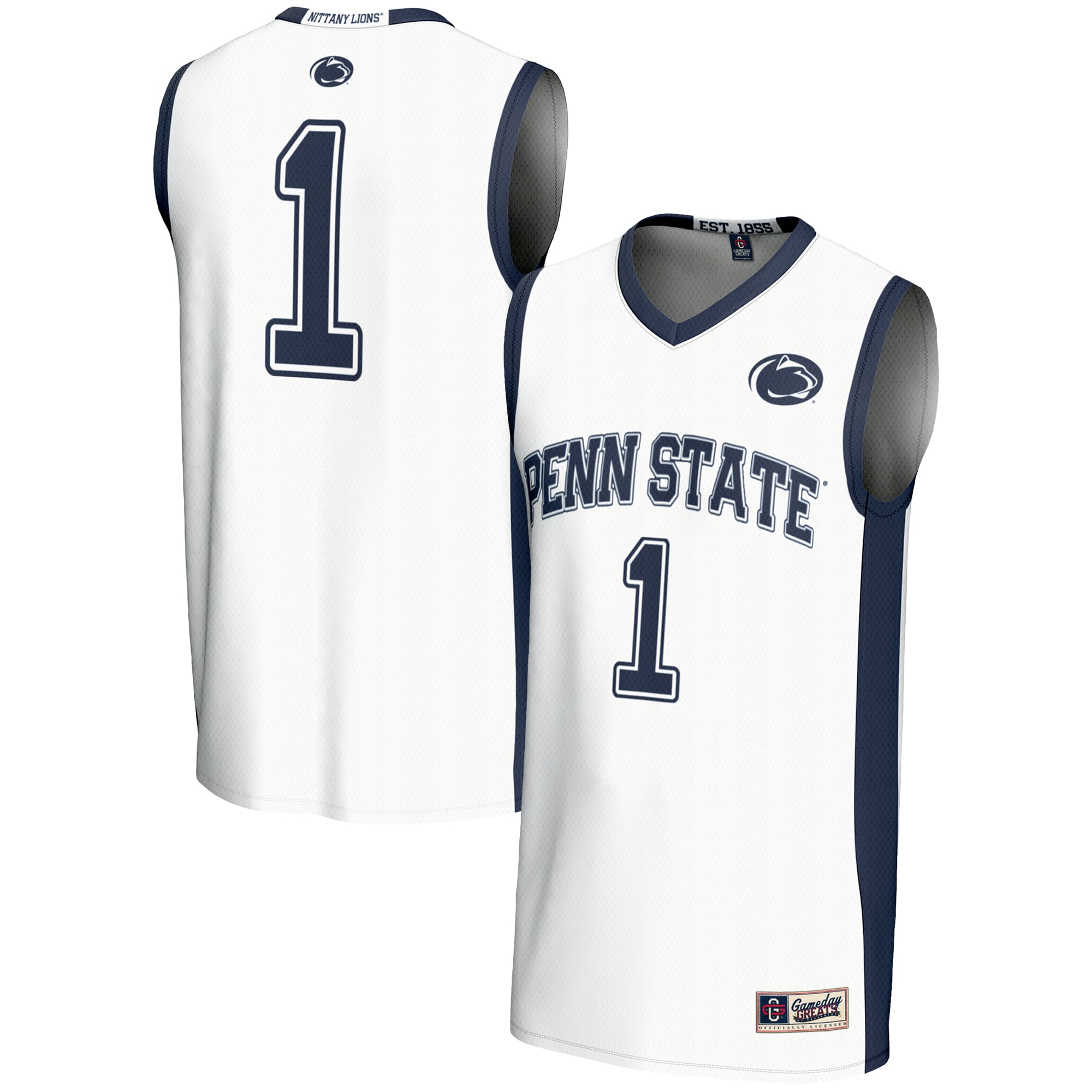 #1 Penn State Nittany Lions Youth Lightweight Basketball Jersey White - front and back view