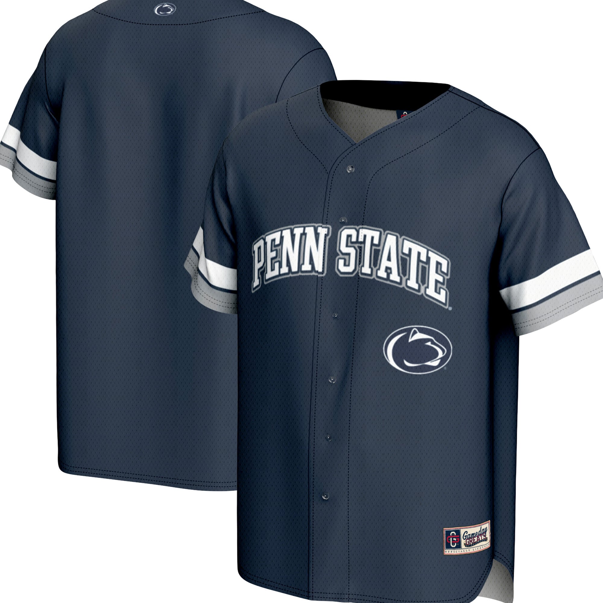 Penn State Nittany Lions Youth Spirit Baseball Jersey Navy - front and back view