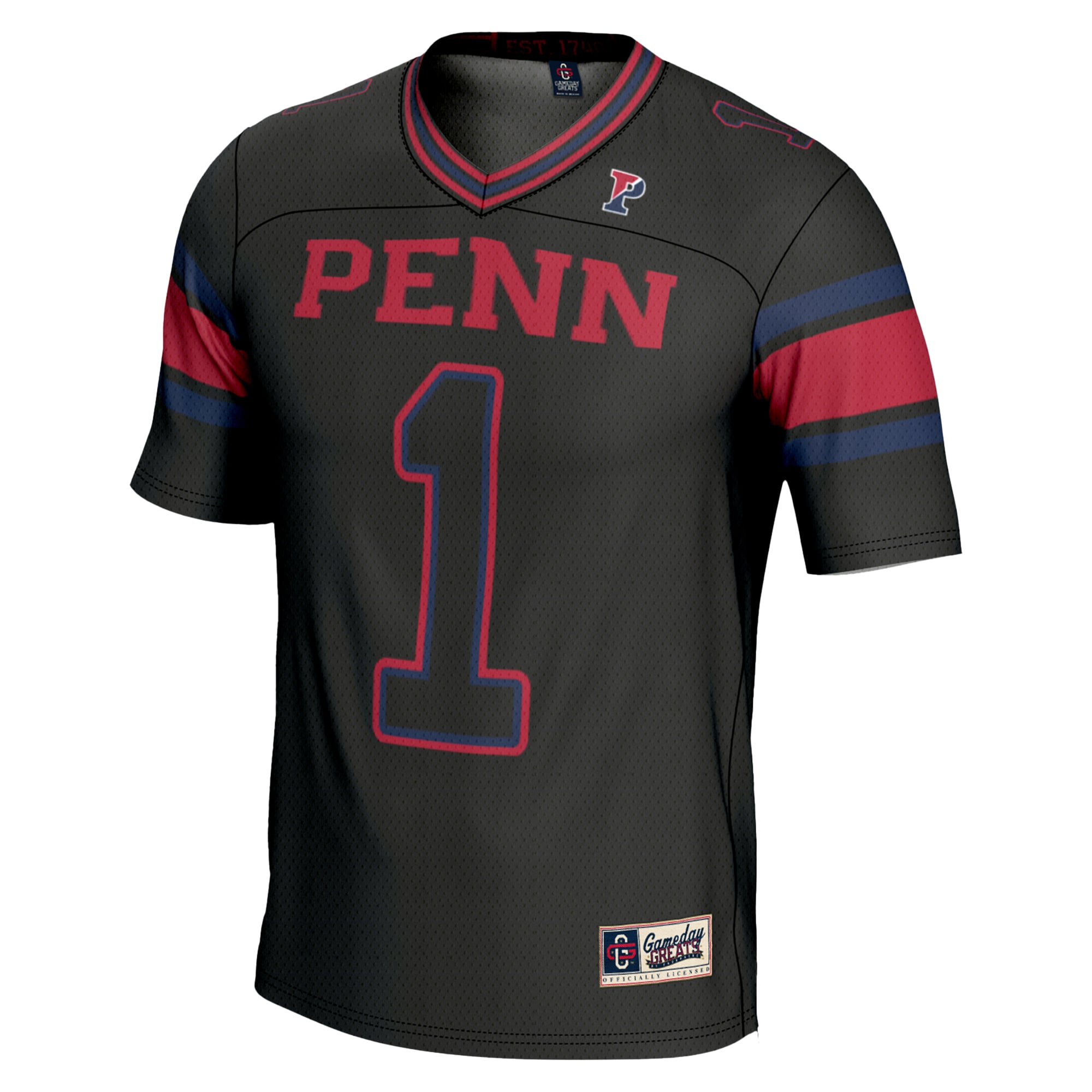 #1 Pennsylvania Quakers Endzone Football Jersey Black - back view