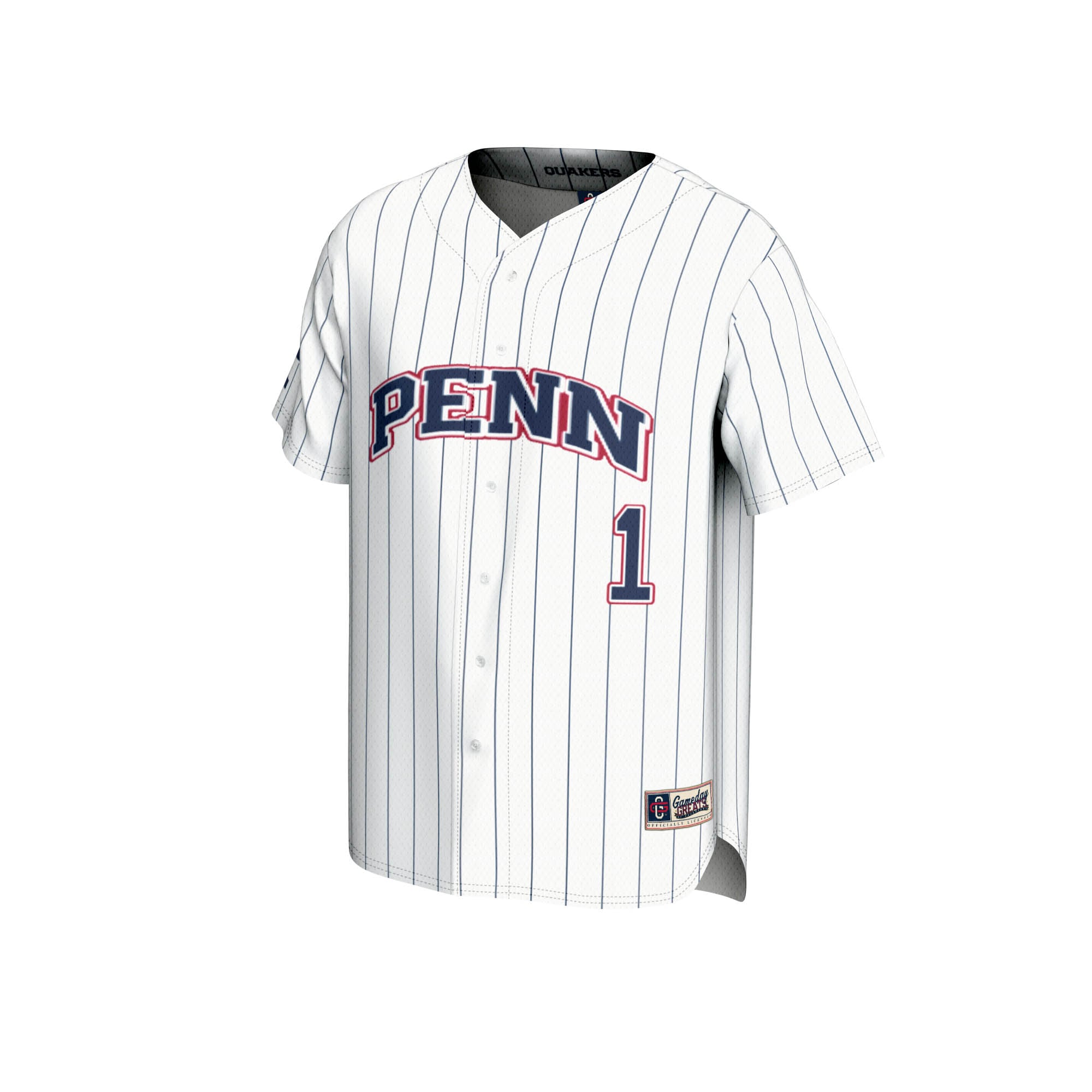 #1 Pennsylvania Quakers Lightweight Baseball Jersey White - front view