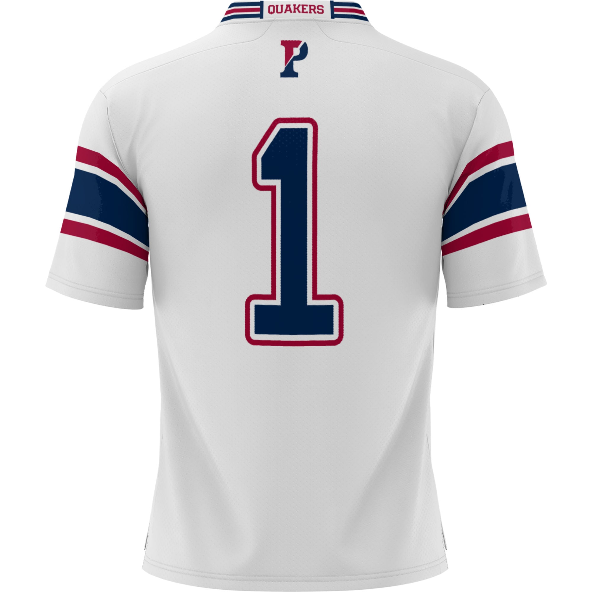 #1 Pennsylvania Quakers Youth Football Jersey White - back view