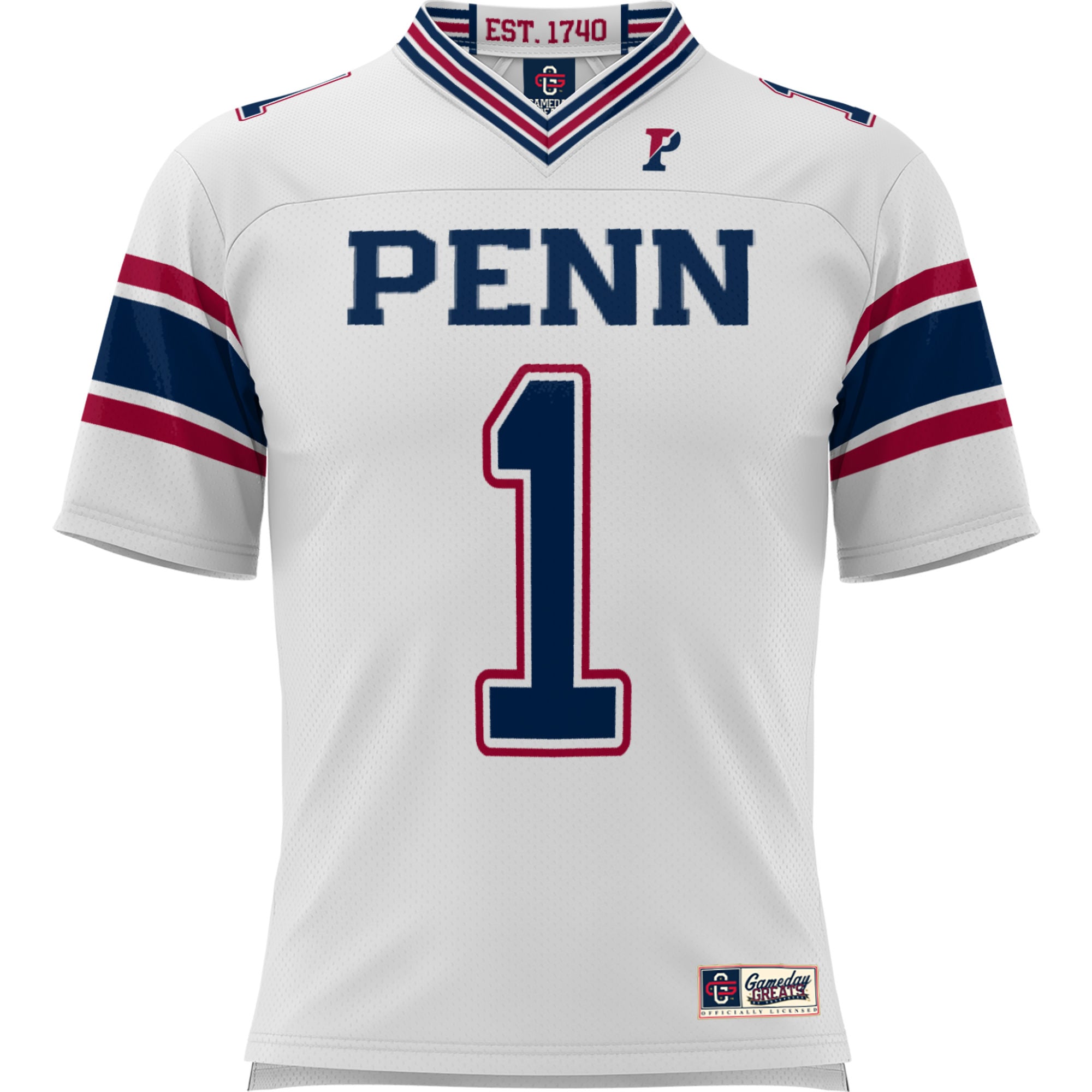 #1 Pennsylvania Quakers Youth Football Jersey White - front view