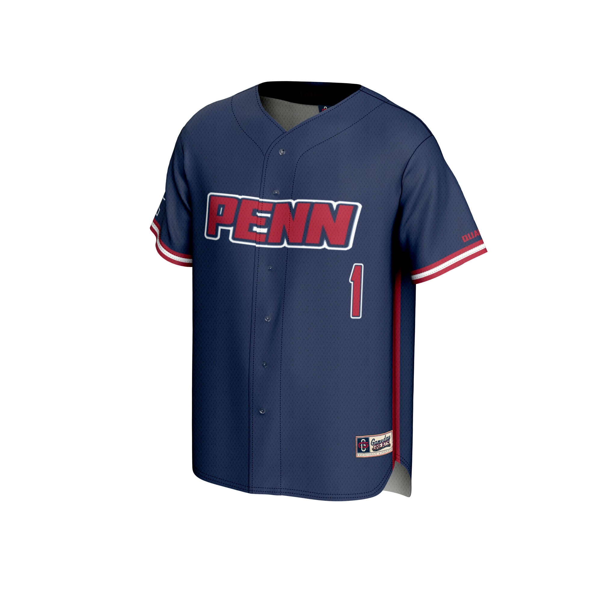 #1 Pennsylvania Quakers Youth Lightweight Baseball Jersey Navy - front view
