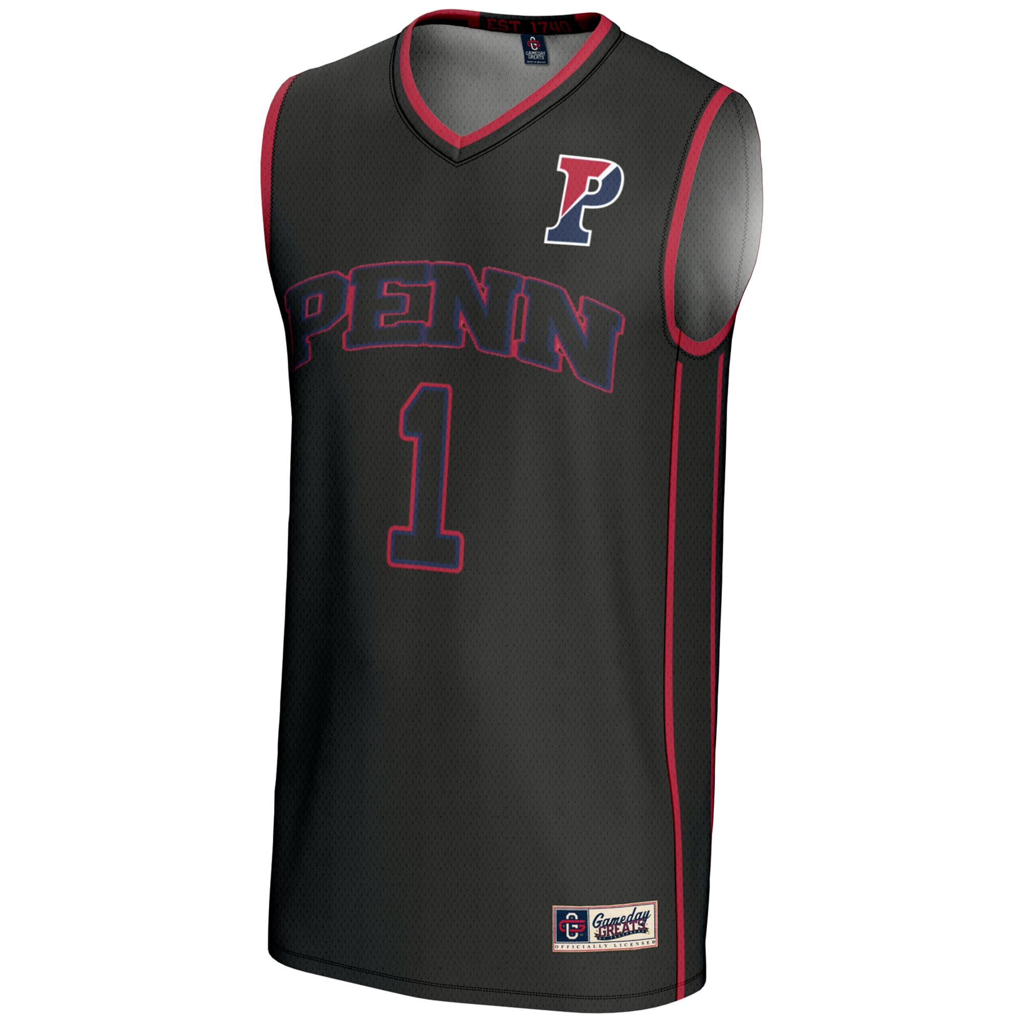 #1 Pennsylvania Quakers Youth Lightweight Basketball Jersey Black - front view