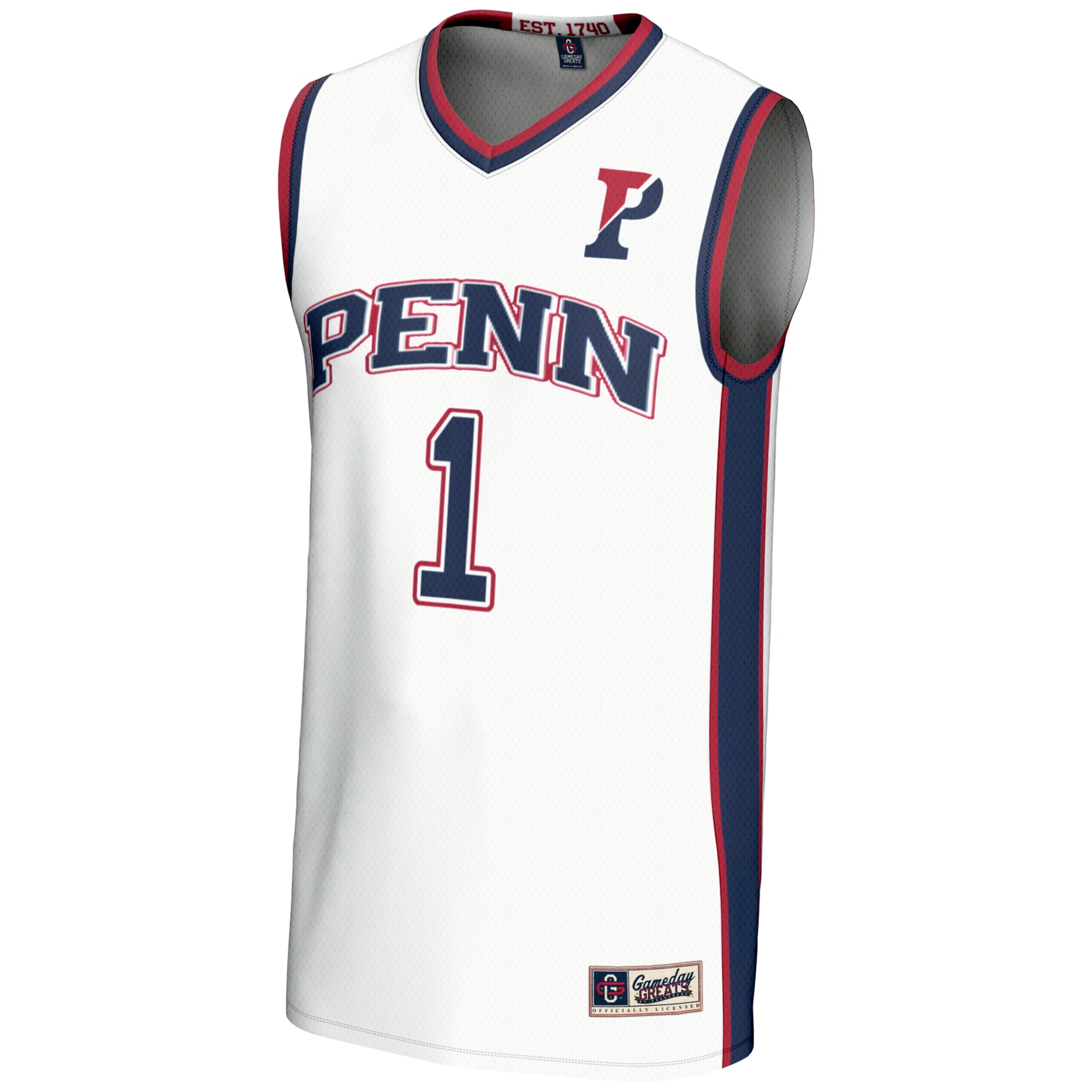 #1 Pennsylvania Quakers Youth Lightweight Basketball Jersey White - front view