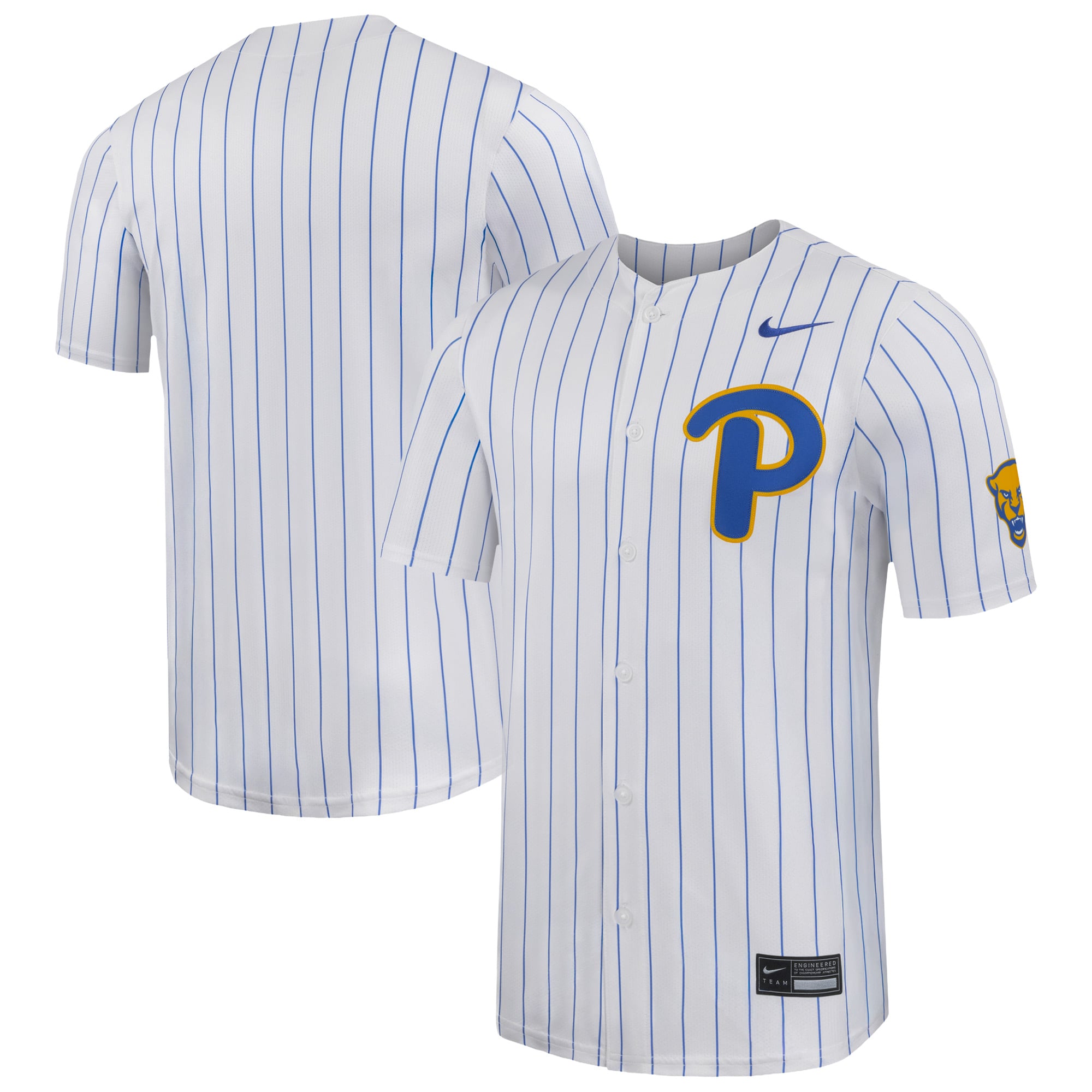 Pitt Panthers Baseball Jersey White - front and back view
