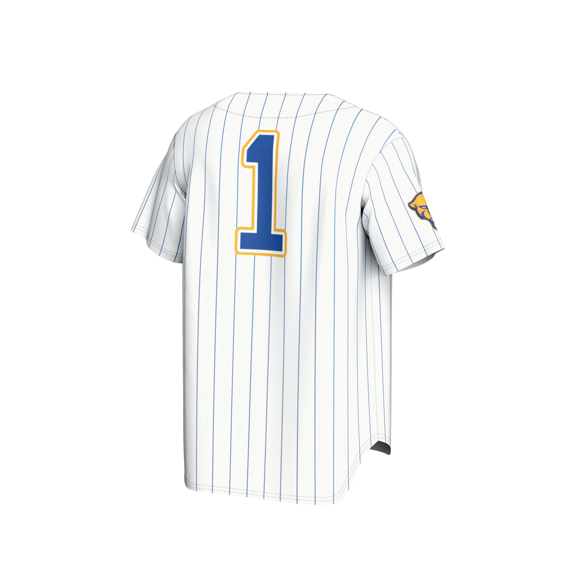 #1 Pitt Panthers Lightweight Baseball Jersey White - back view