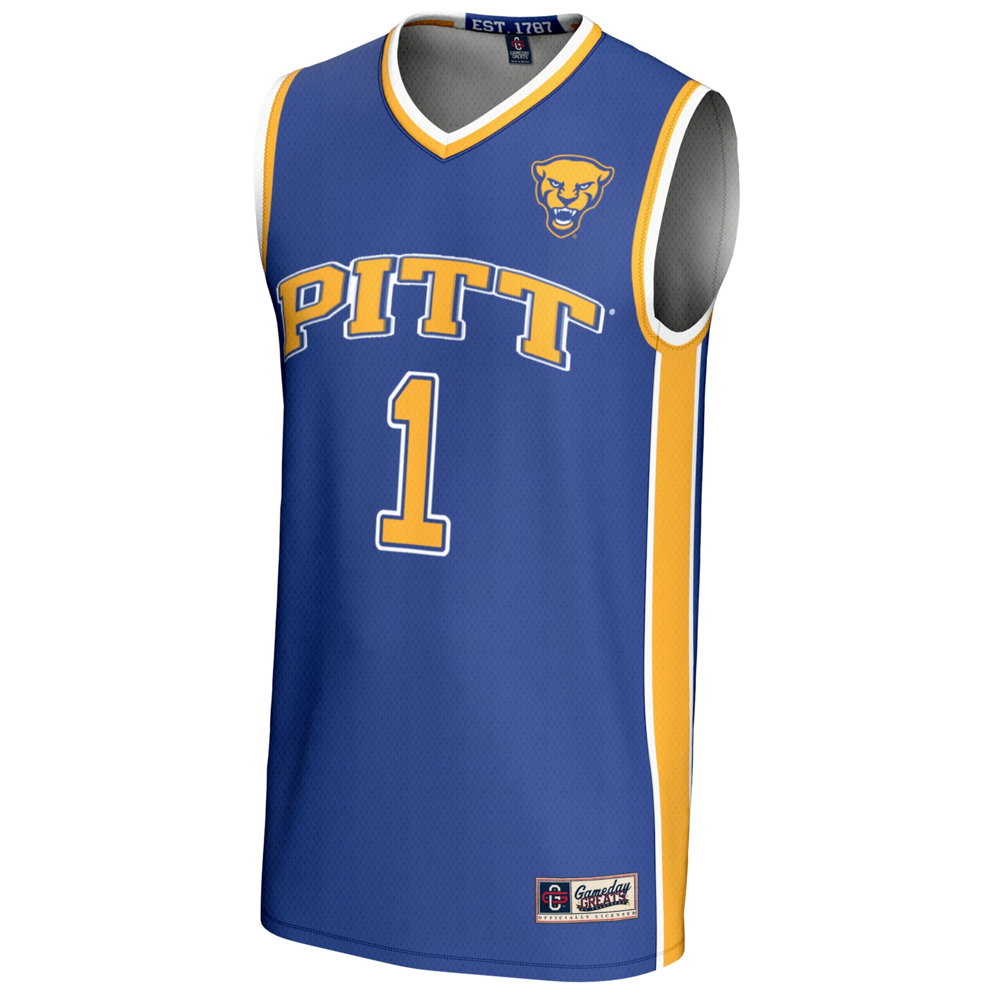 #1 Pitt Panthers Lightweight Basketball Jersey Royal - front view