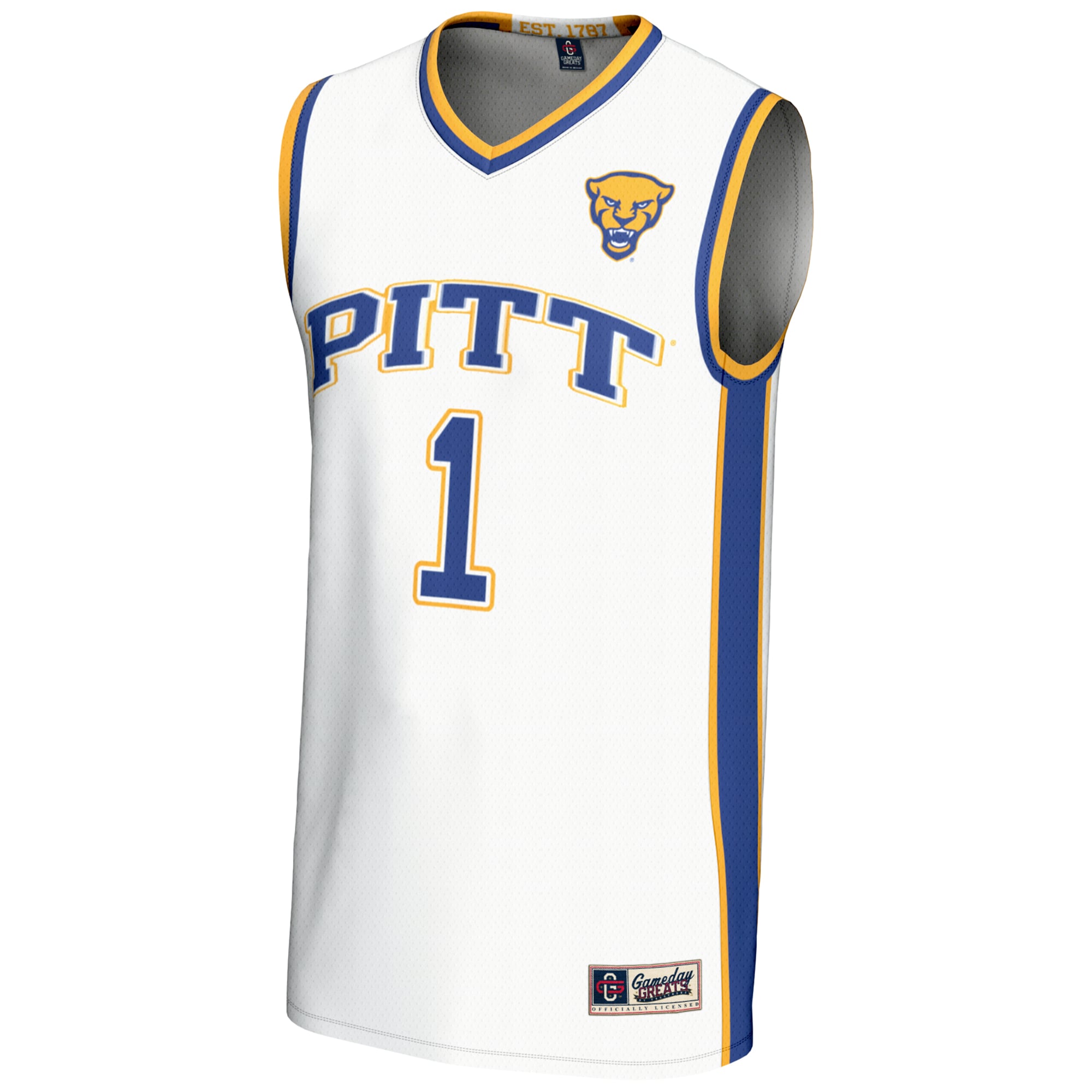 #1 Pitt Panthers Lightweight Basketball Jersey White - front view