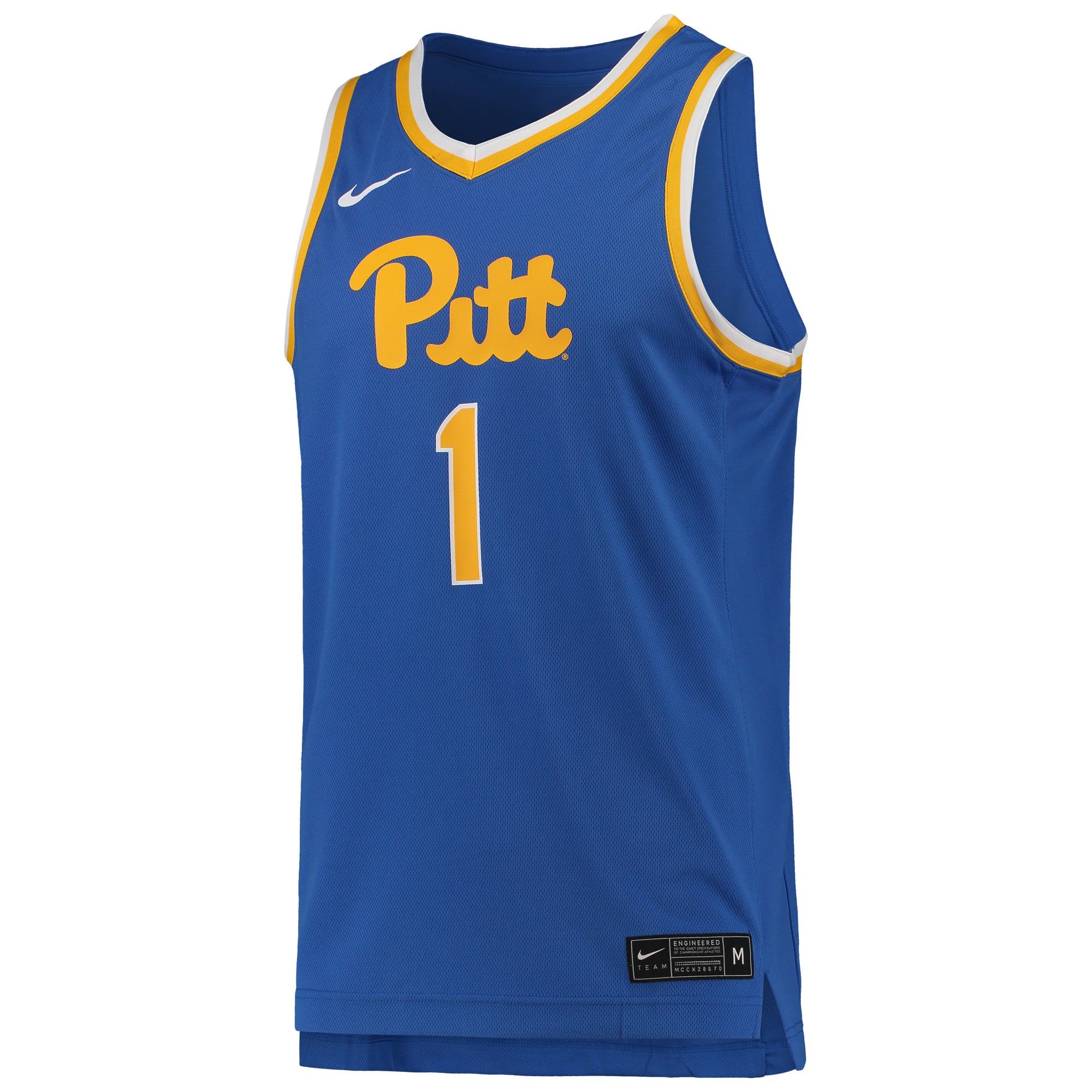 #1 Pitt Panthers Team Basketball Jersey Royal - front view