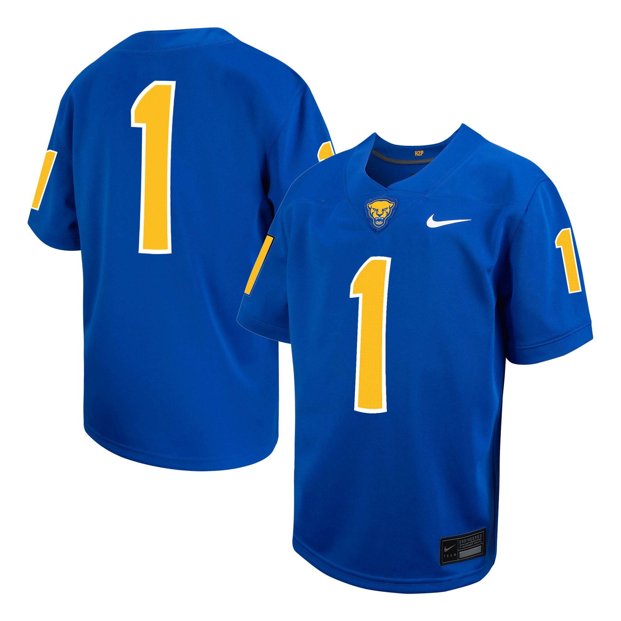 Pitt Panthers Toddler Football Jersey Royal - front and back view