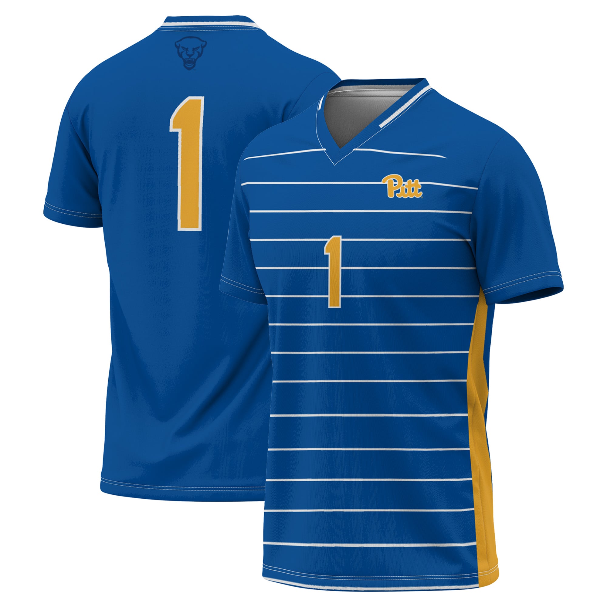 Pitt Panthers Unisex Lightweight Soccer Fashion Jersey Royal - front and back view