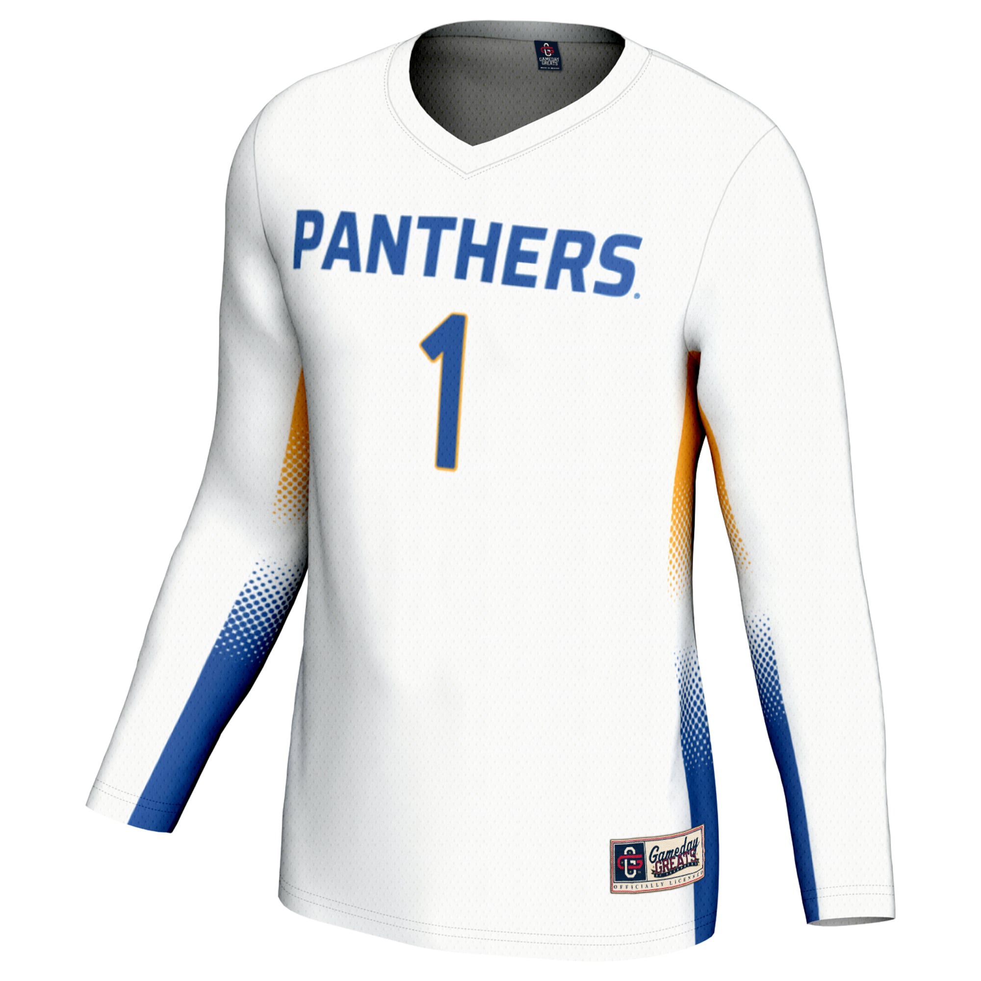 #1 Pitt Panthers Unisex Lightweight Volleyball Jersey White - front view