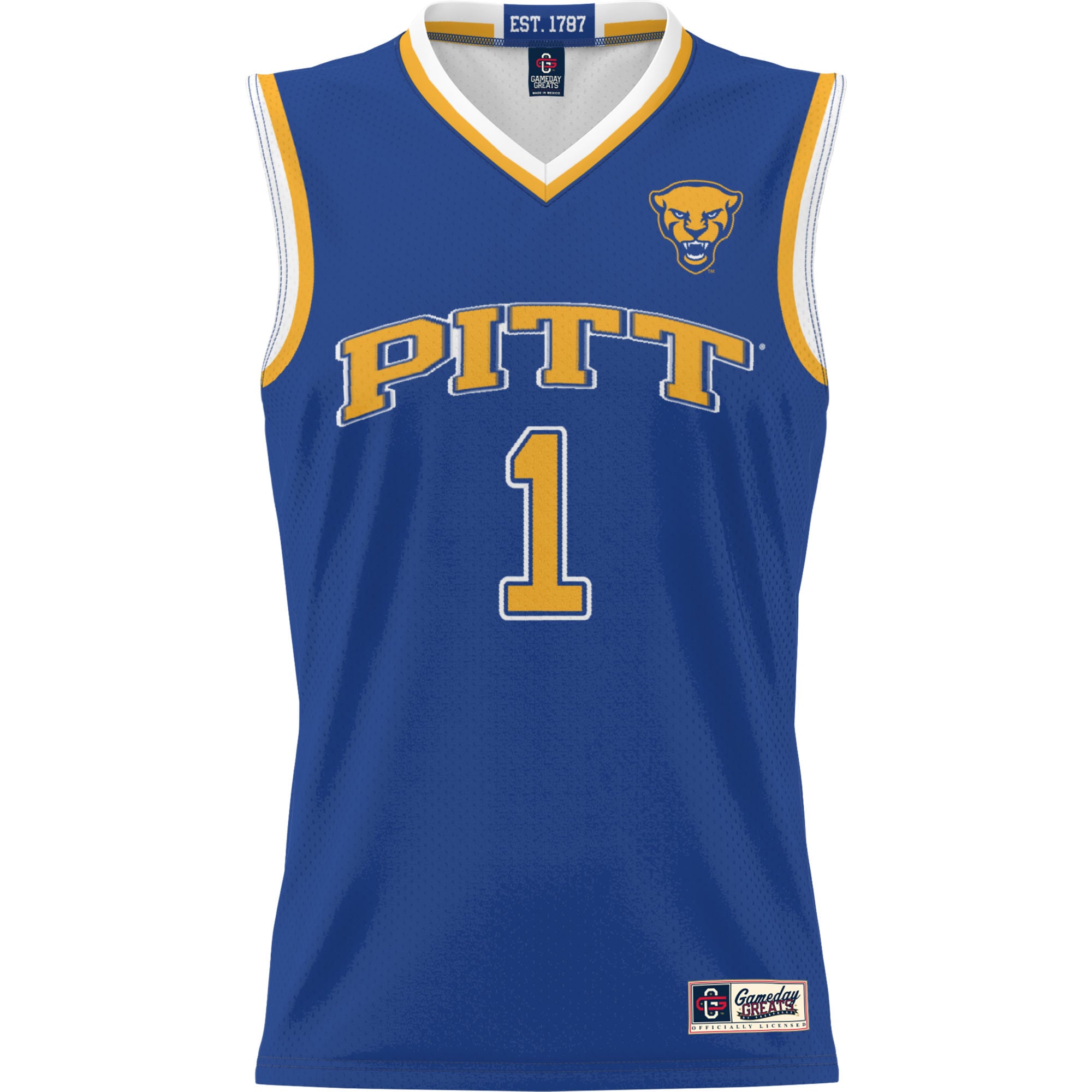 #1 Pitt Panthers Youth Lightweight Basketball Jersey Royal - front view