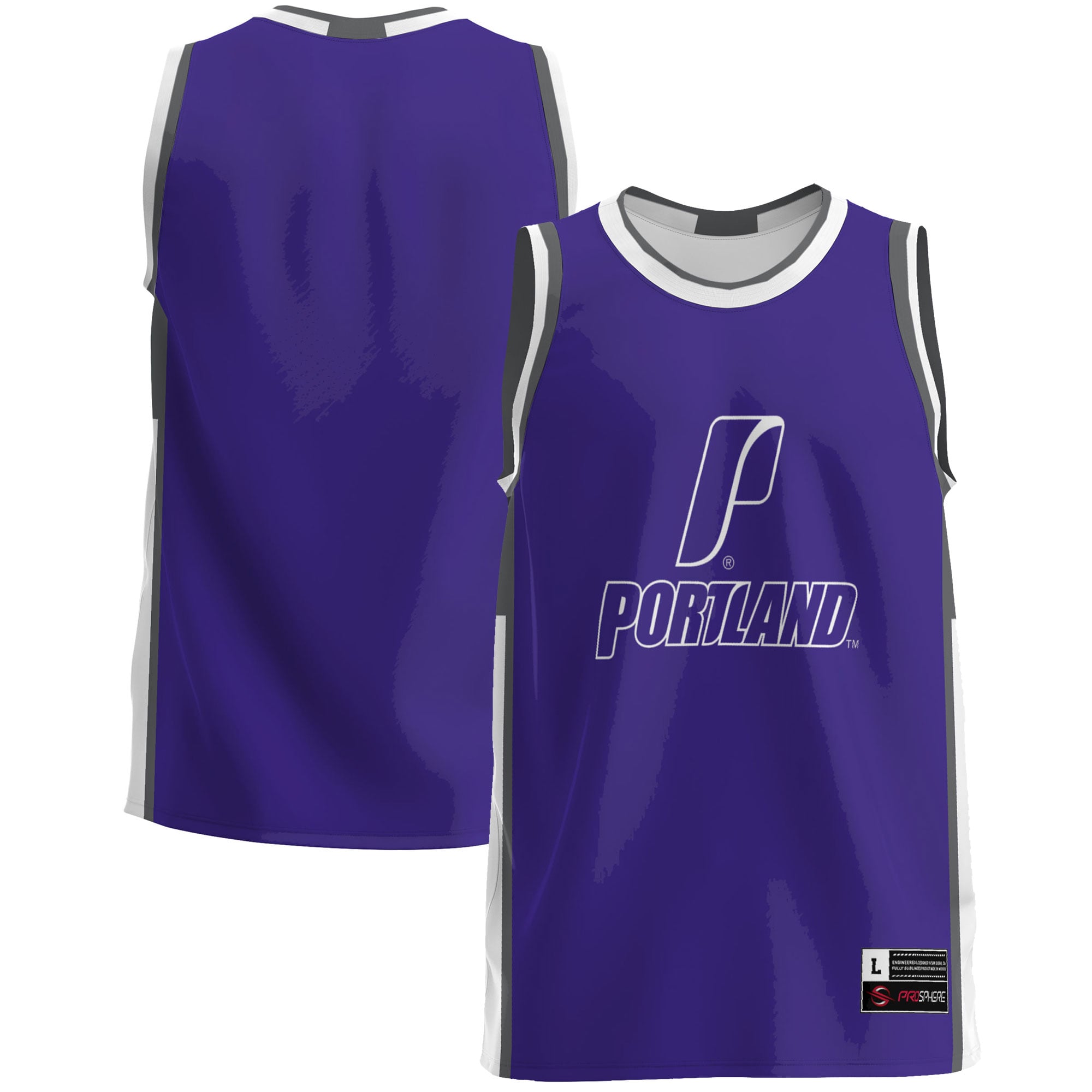 Portland Pilots Lightweight Basketball Jersey Purple - front and back view