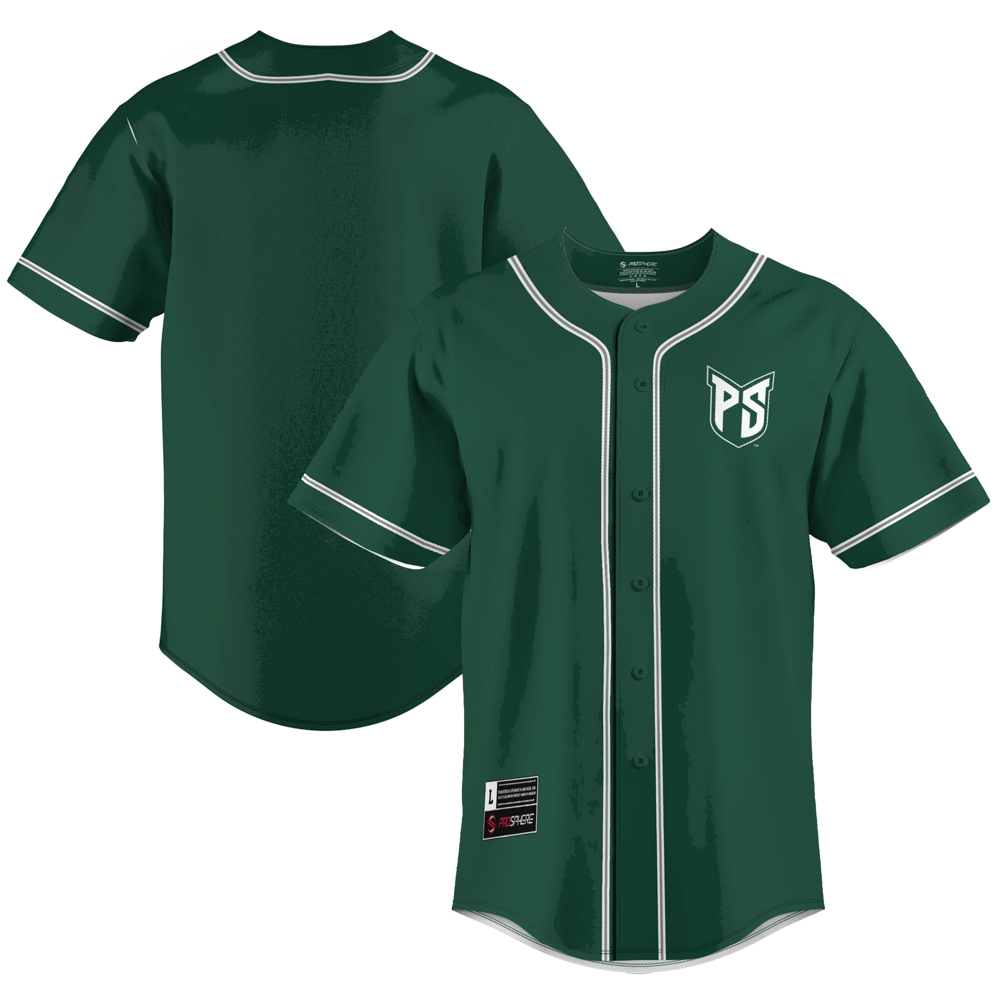 Portland State Vikings Lightweight Baseball Jersey Green - front and back view