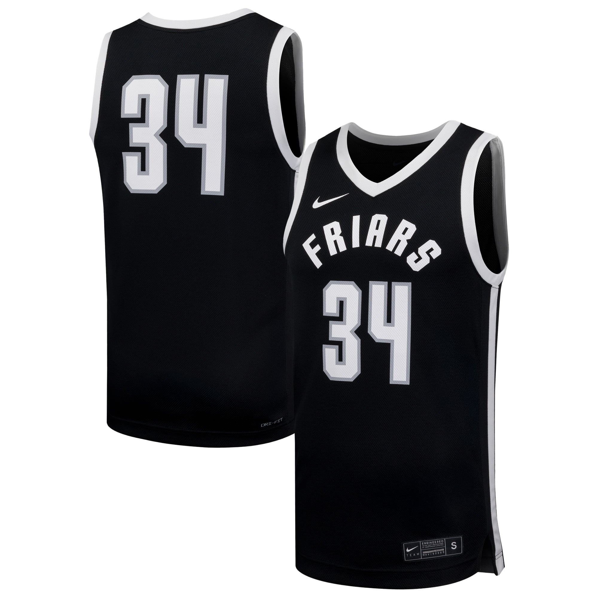 #34 Providence Friars Basketball Jersey Black - front and back view