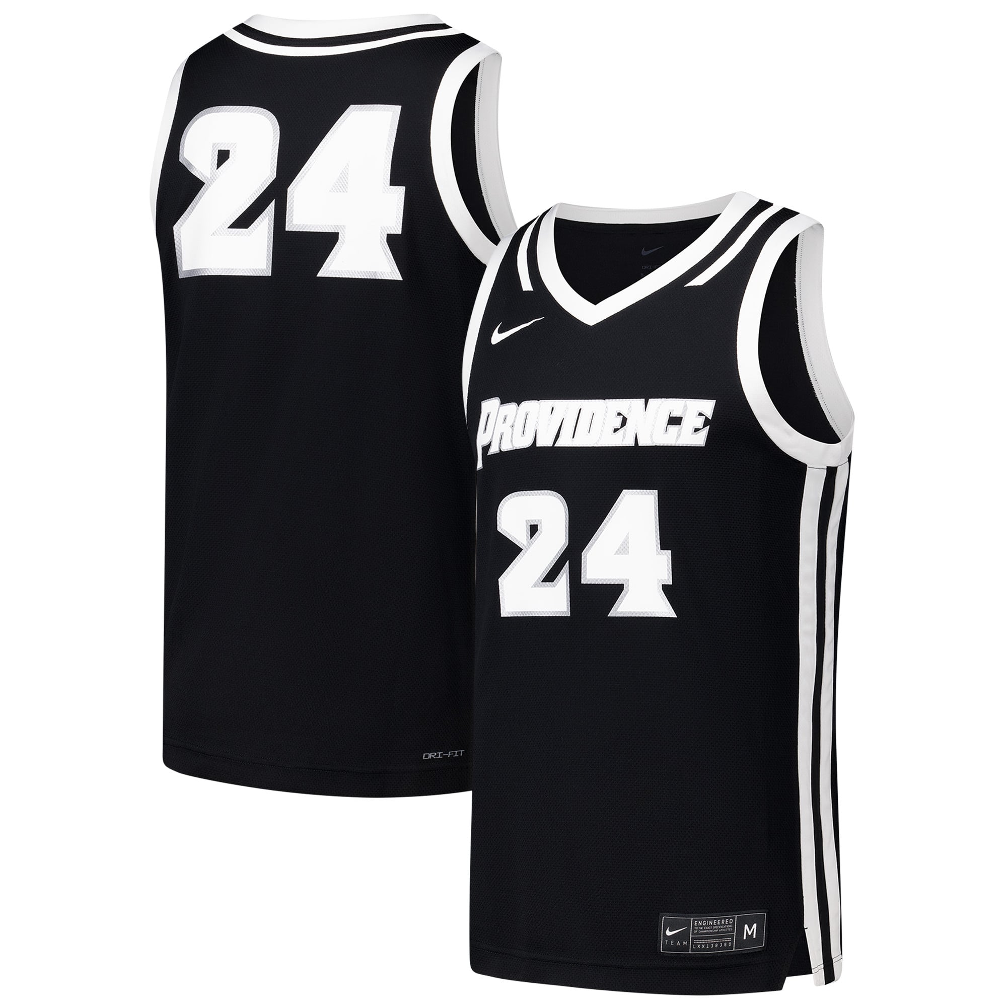 #24 Providence Friars Basketball Jersey Black - front and back view