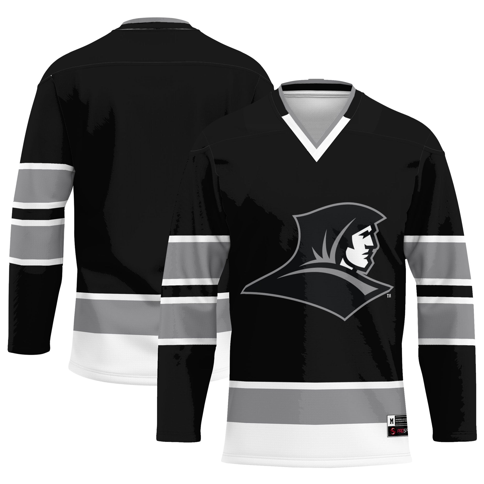 Providence Friars Hockey Jersey Black - front and back view