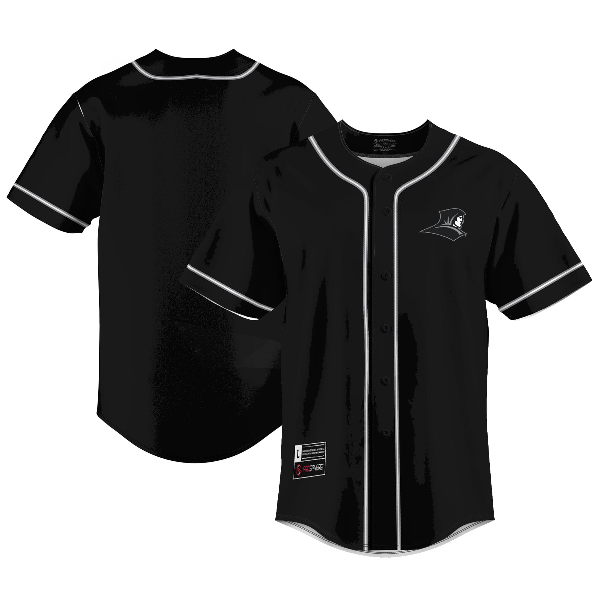 Providence Friars Lightweight Baseball Jersey Black - front and back view