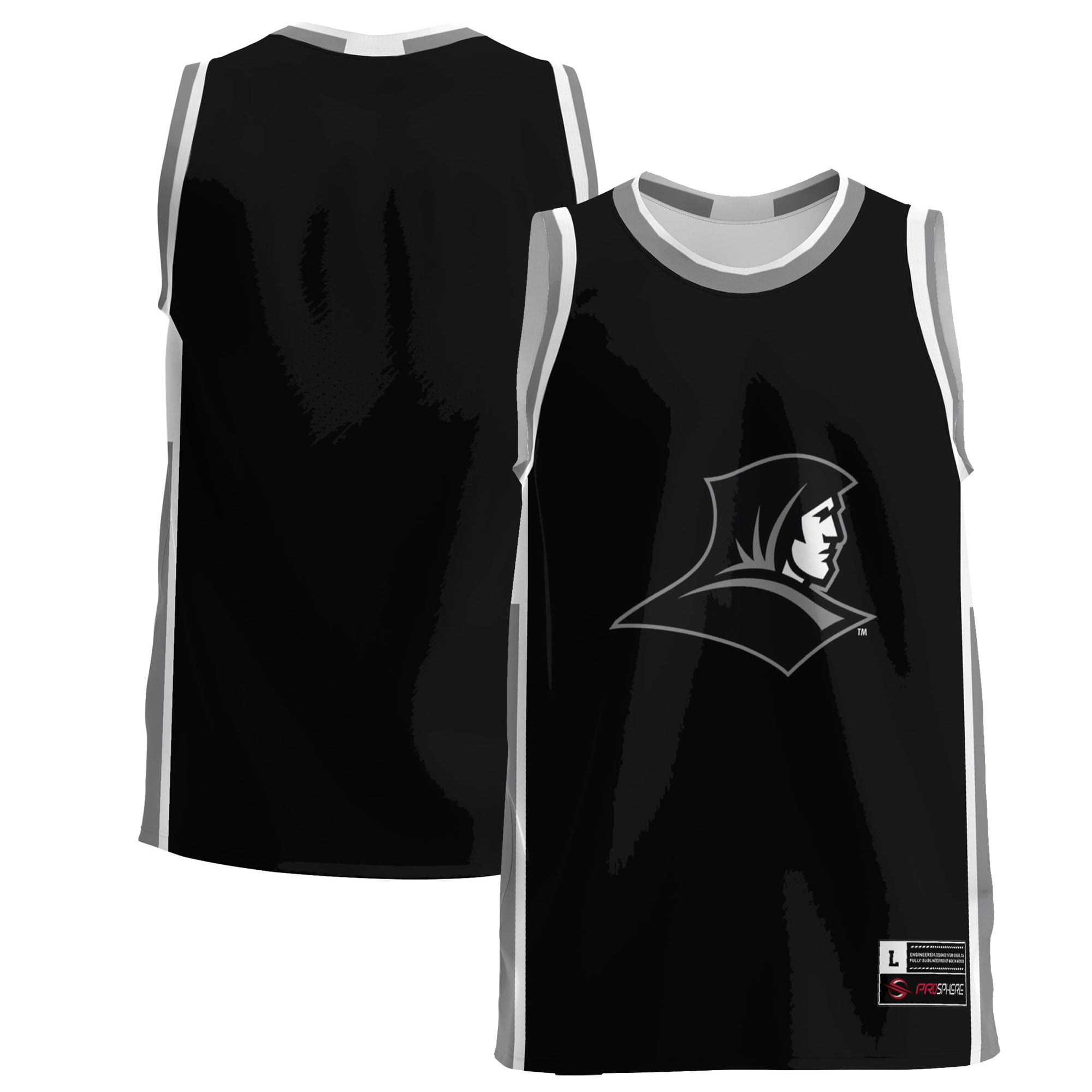 Providence Friars Lightweight Basketball Jersey Black - front and back view