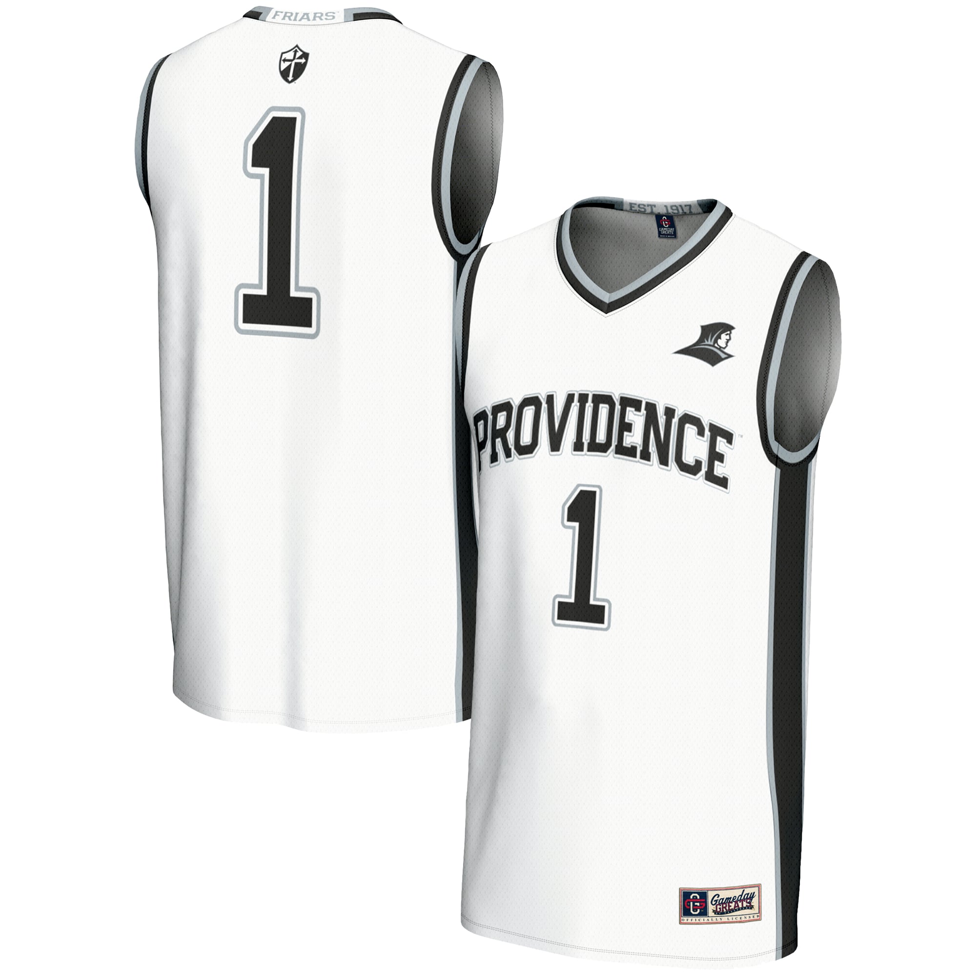 #1 Providence Friars Unisex Lightweight Basketball Jersey White - front and back view