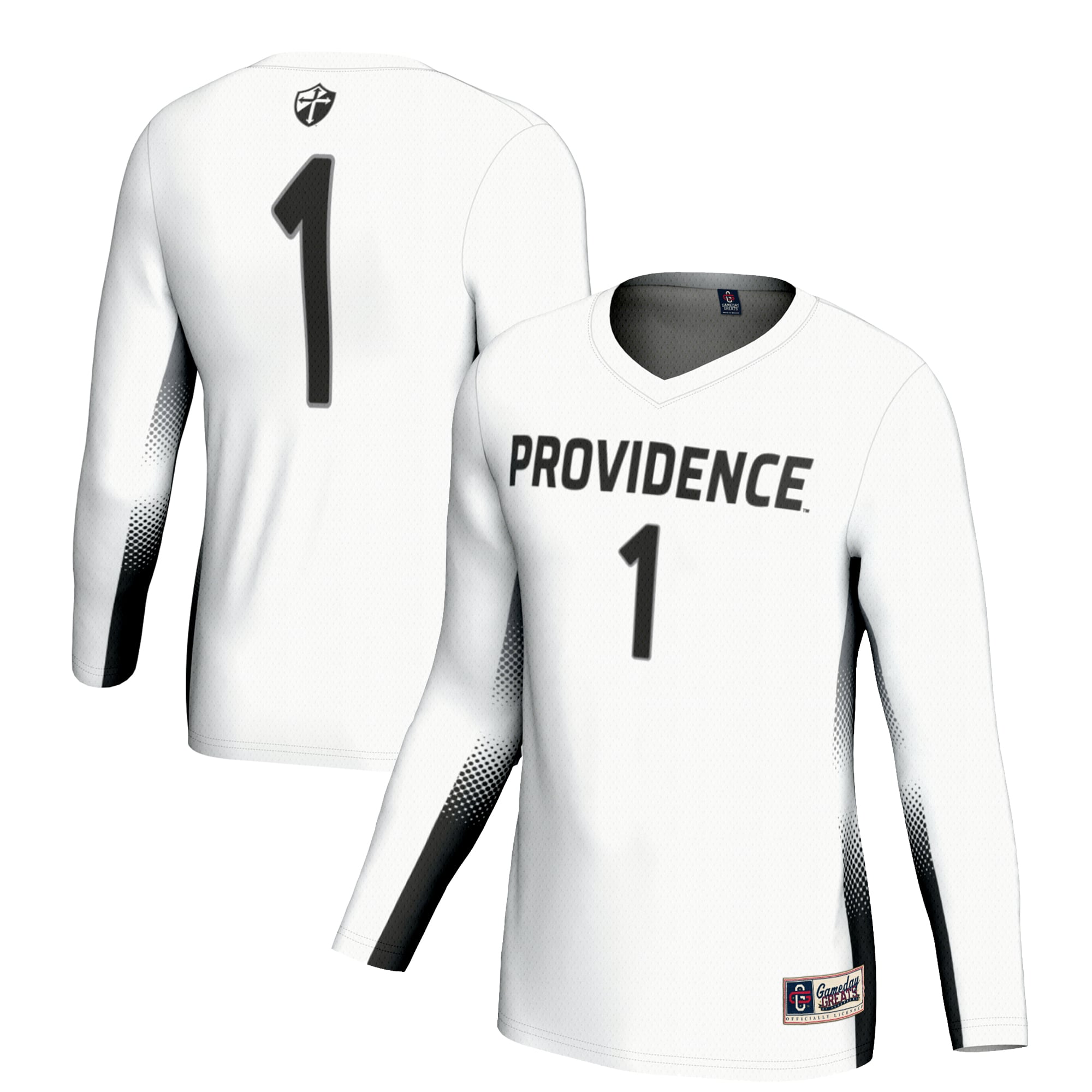 #1 Providence Friars Unisex Lightweight Volleyball Jersey White - front and back view