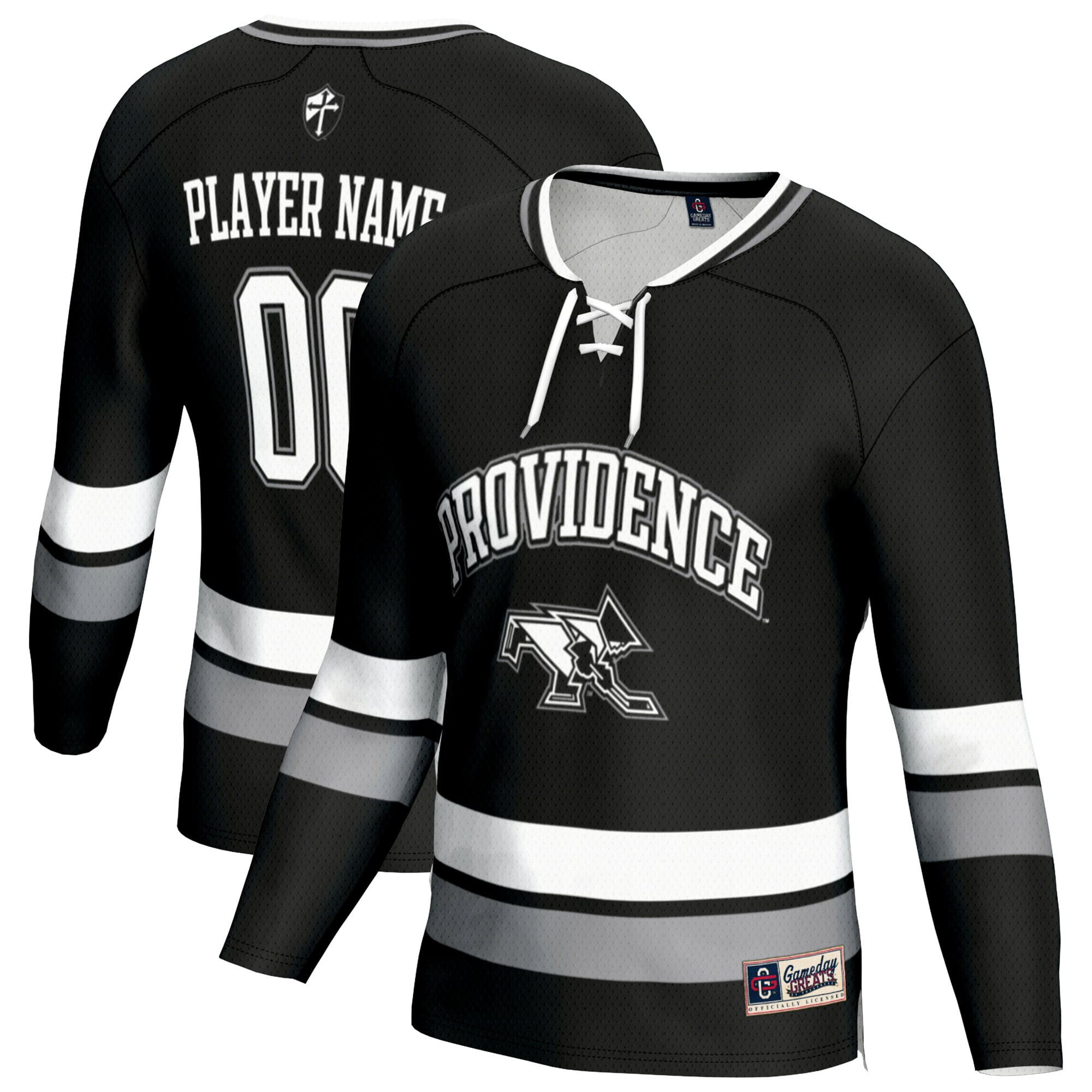 Providence Friars Youth Women's Hockey Lightweight Jersey Black - front and back view