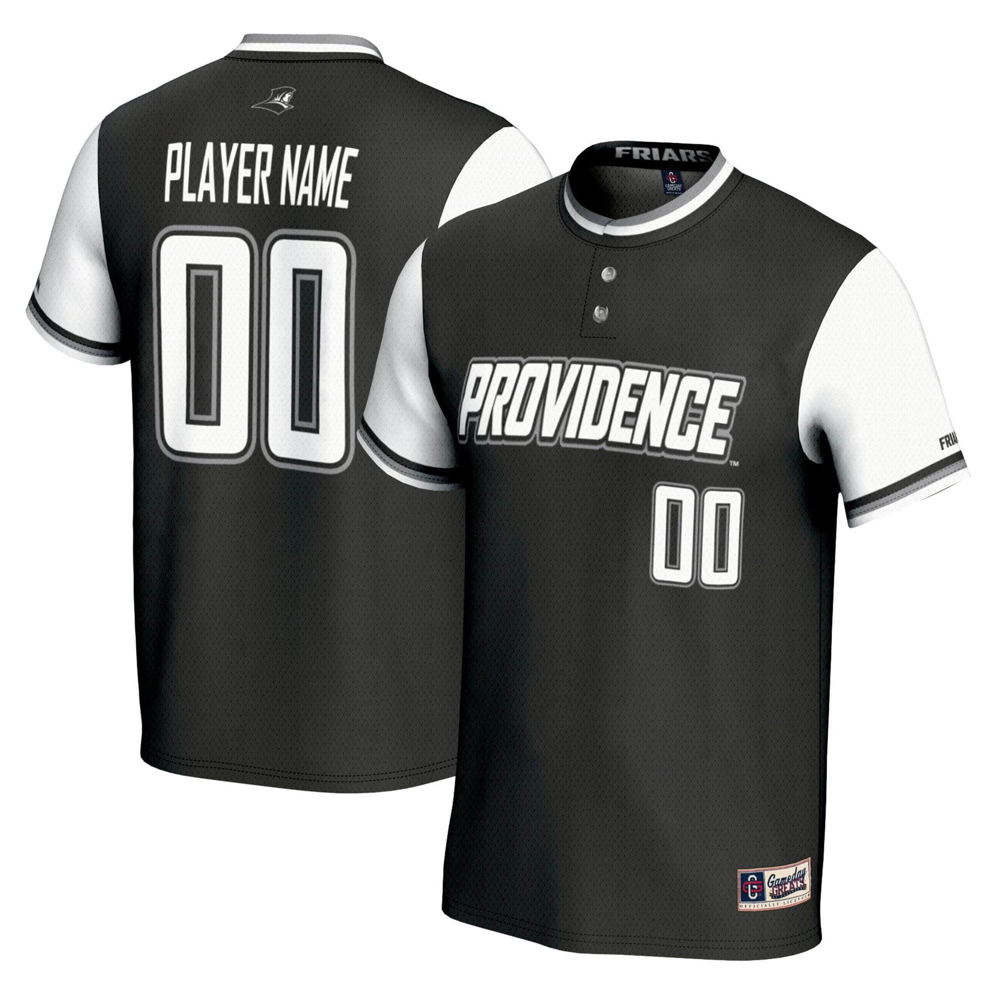 Providence Friars Unisex Softball Lightweight Jersey Black - front and back view