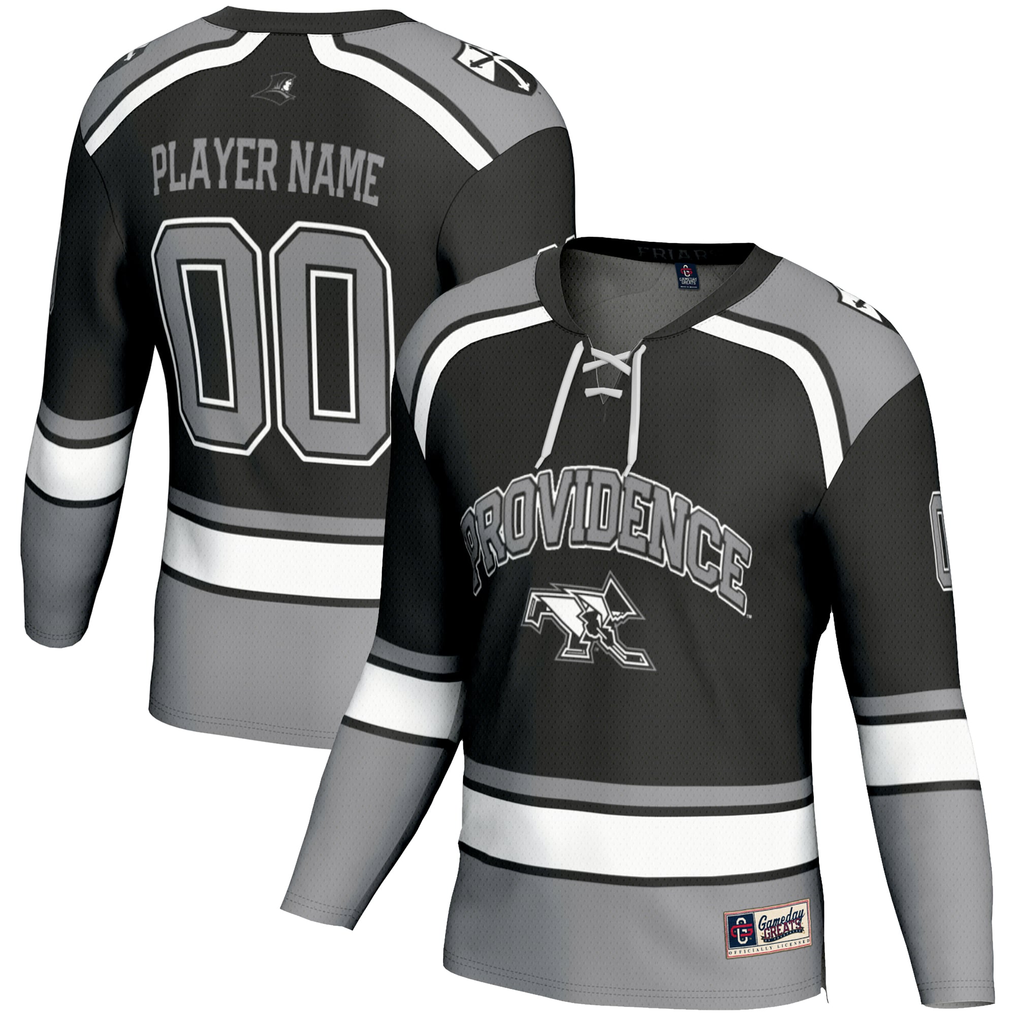 Providence Friars Unisex Women's Ice Hockey Jersey Black - front and back view