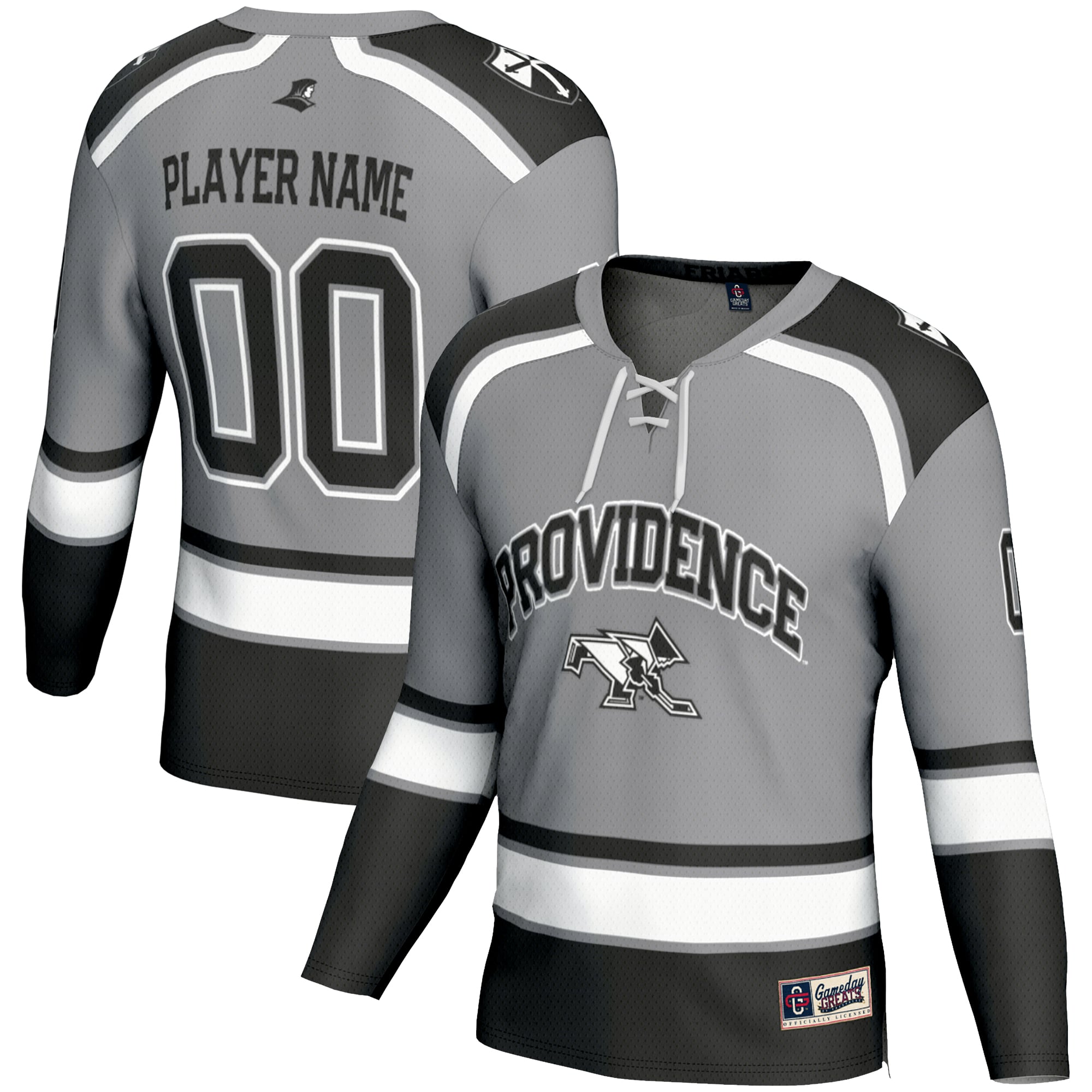Providence Friars Unisex Women's Ice Hockey Jersey Gray - front and back view
