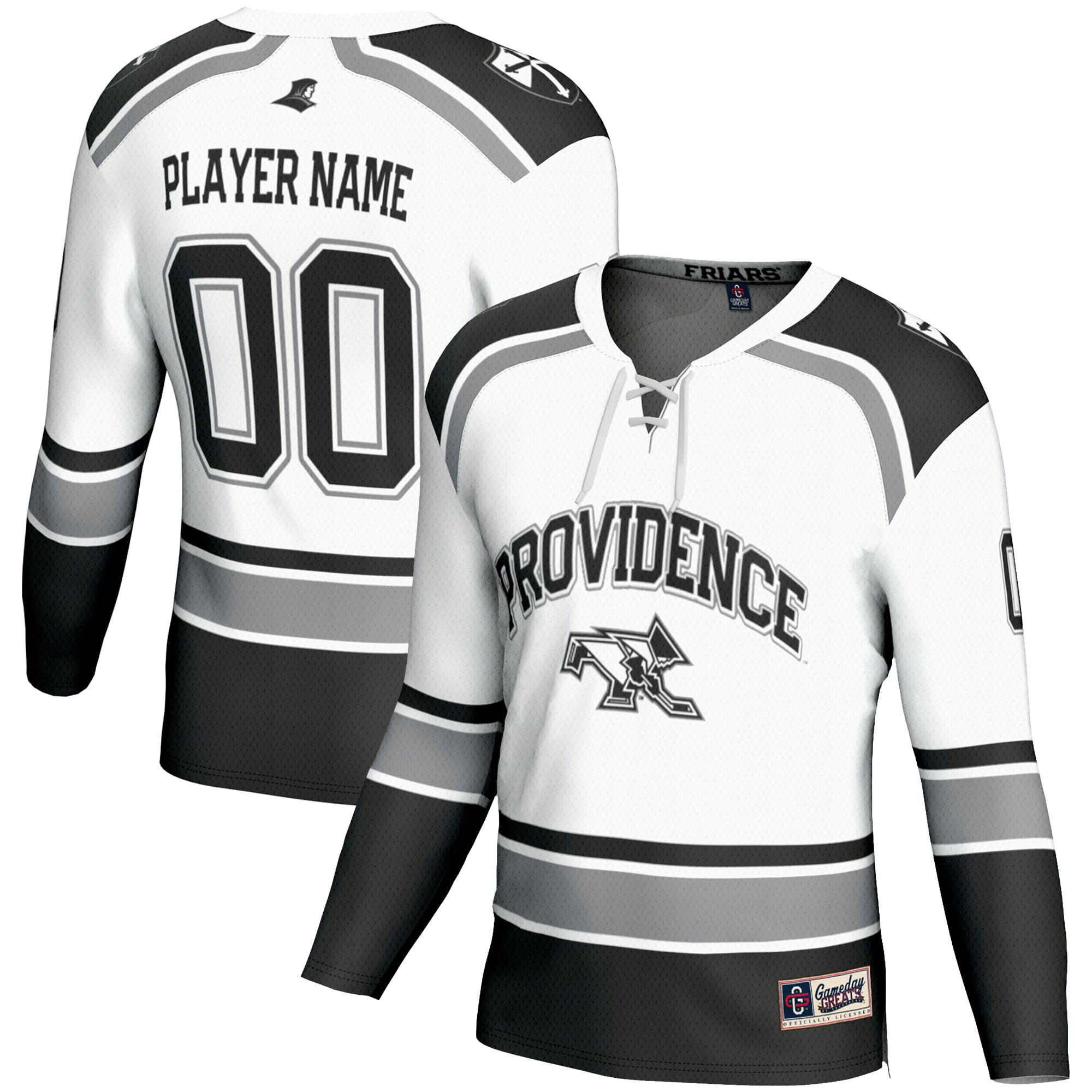 Providence Friars Unisex Women's Ice Hockey Jersey White - front and back view