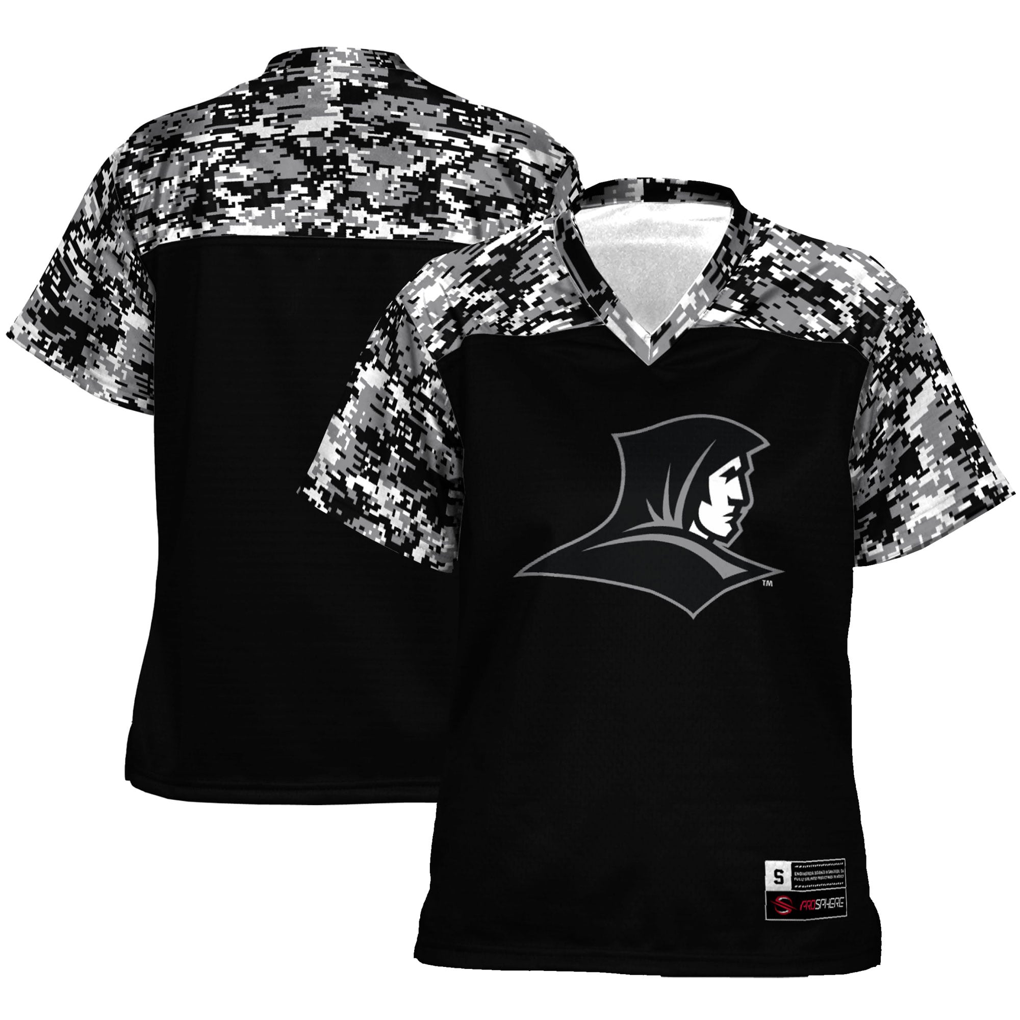 Providence Friars Women's Camo Football Jersey Black - front and back view