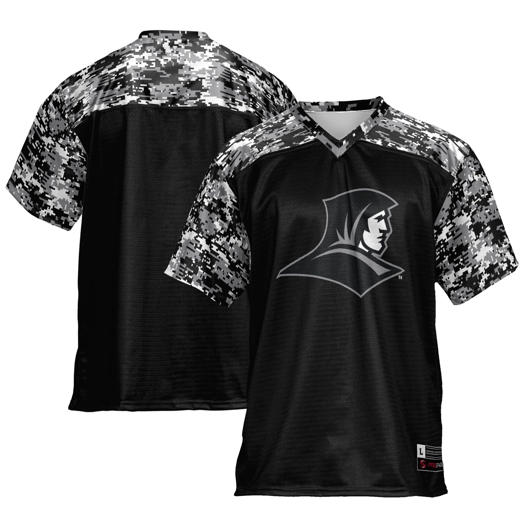 Providence Friars Youth Camo Football Jersey Black - front and back view