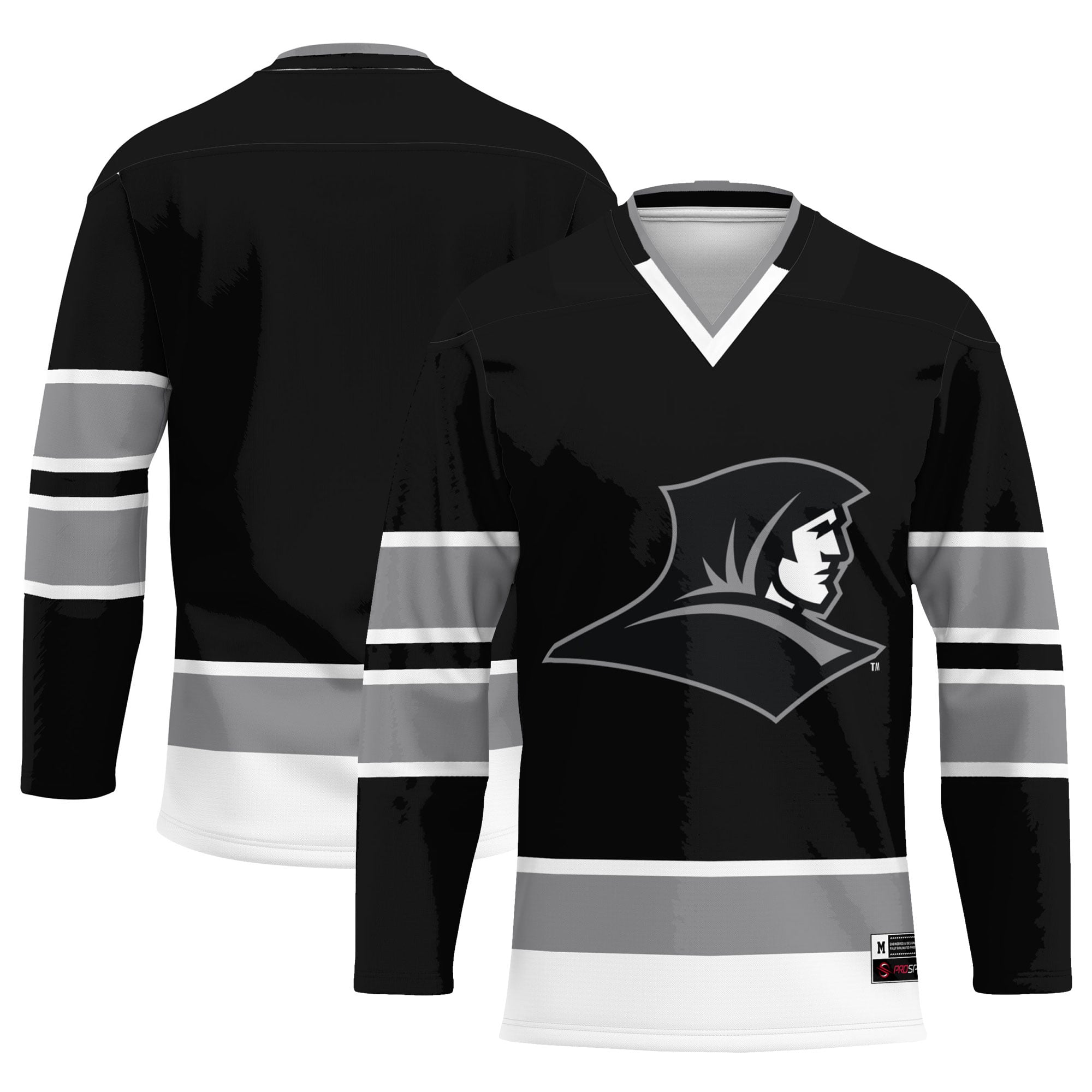 Providence Friars Youth Hockey Jersey Black - front and back view