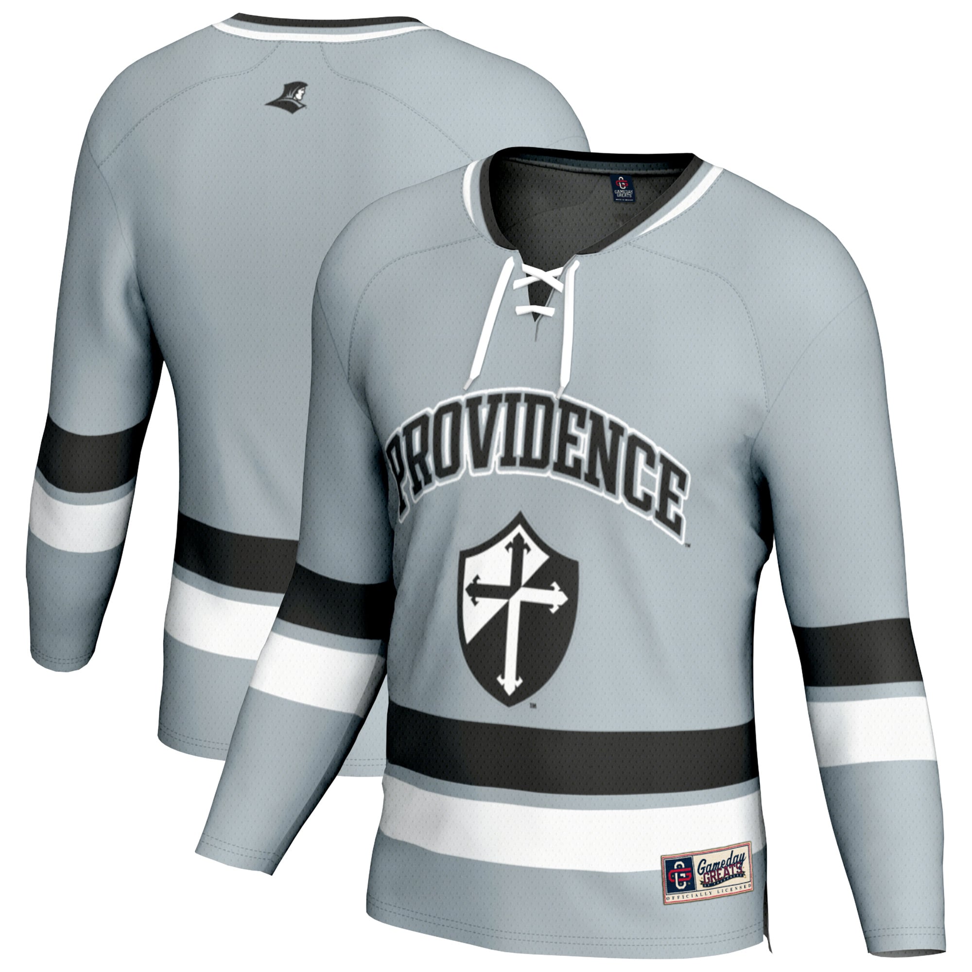 Providence Friars Youth Spirit Hockey Jersey Silver - front and back view