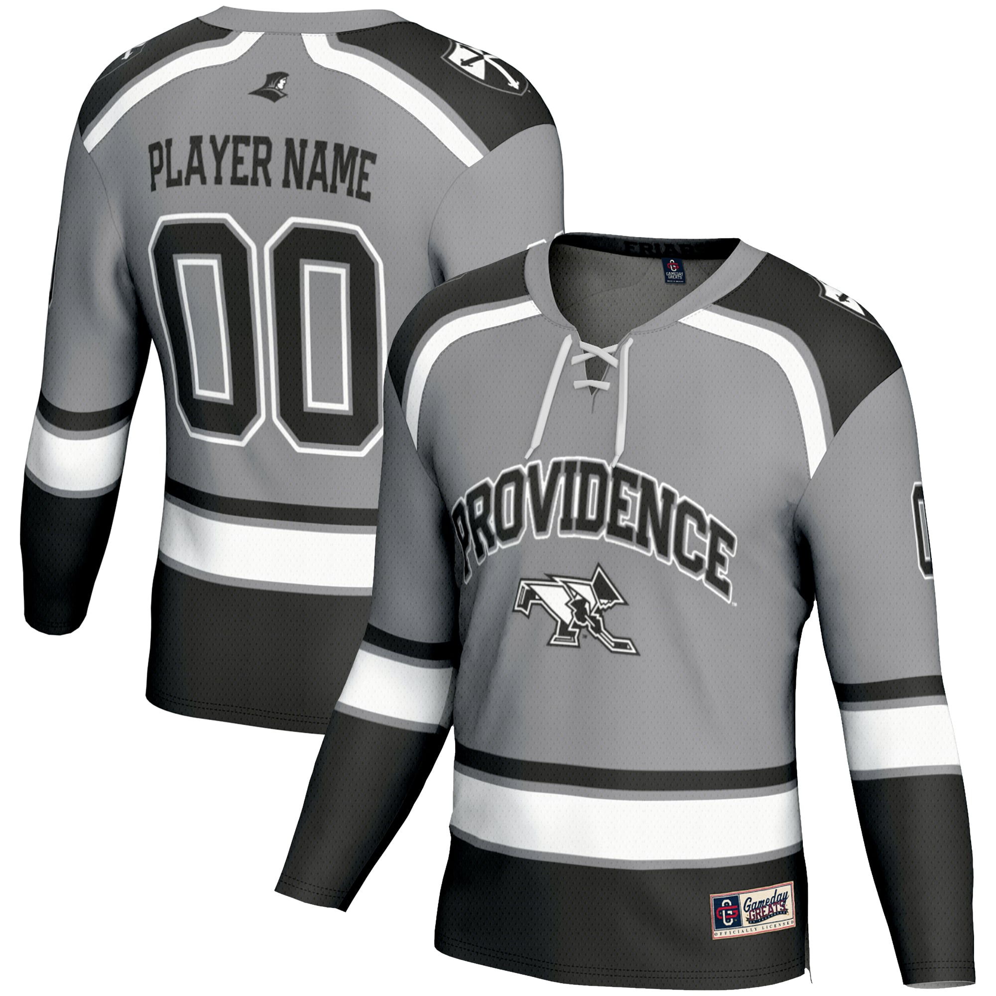 Providence Friars Youth Women's Ice Hockey Jersey Gray - front and back view