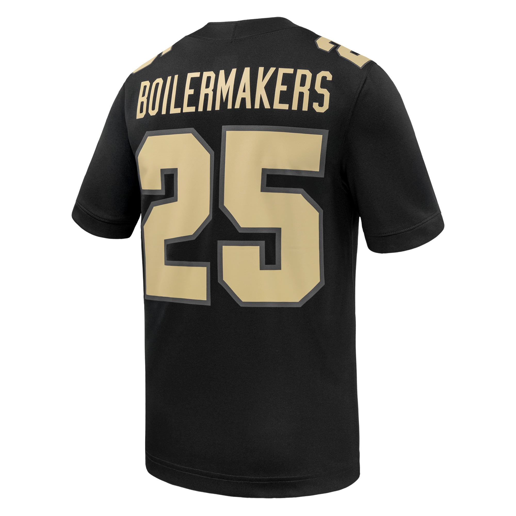 #25 Purdue Boilermakers Alternate Football Jersey Black - back view